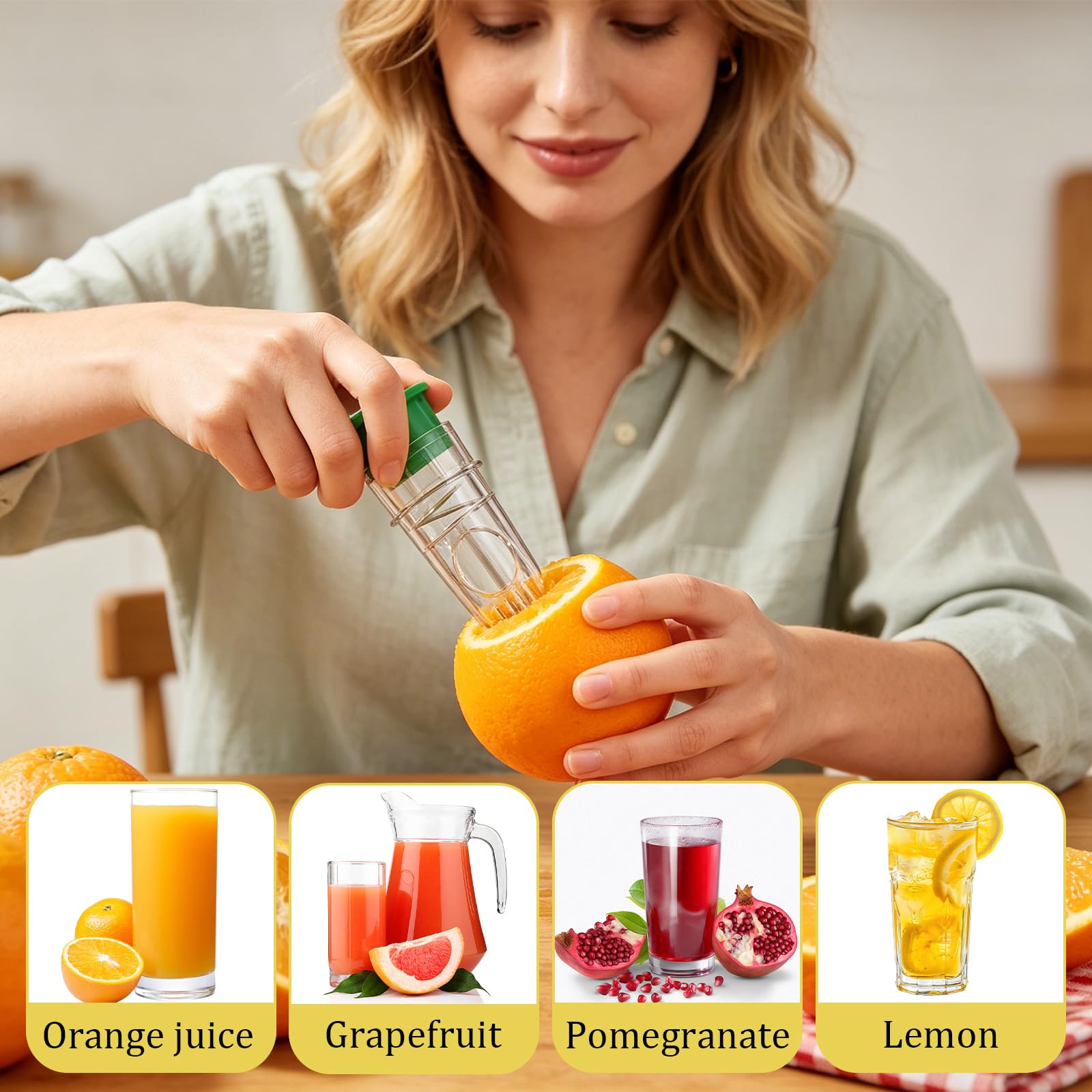 Exprimidor Limón Portátil Manual 2 Piezas, Pequeño Lemon Squeezer con Tapón de Rosca, Fácil de Limpiar para Cócteles