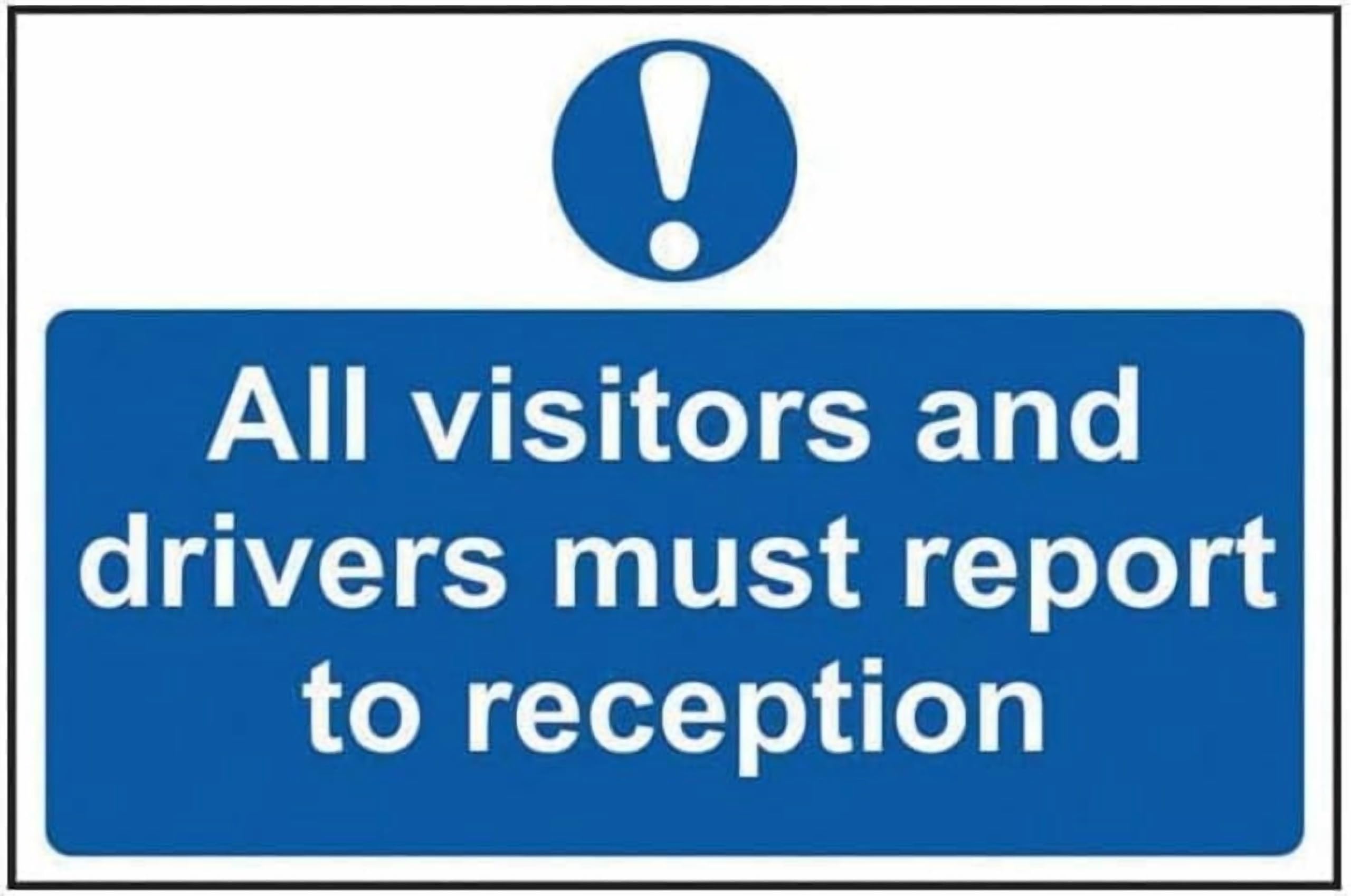 (2-Pack) Warning Metal Tin Sign - All Visitors Drivers Must Report to Reception, Site Sign, Notice Danger Warning for Outdoor & Indoor Reception Areas, 12X8 Inch