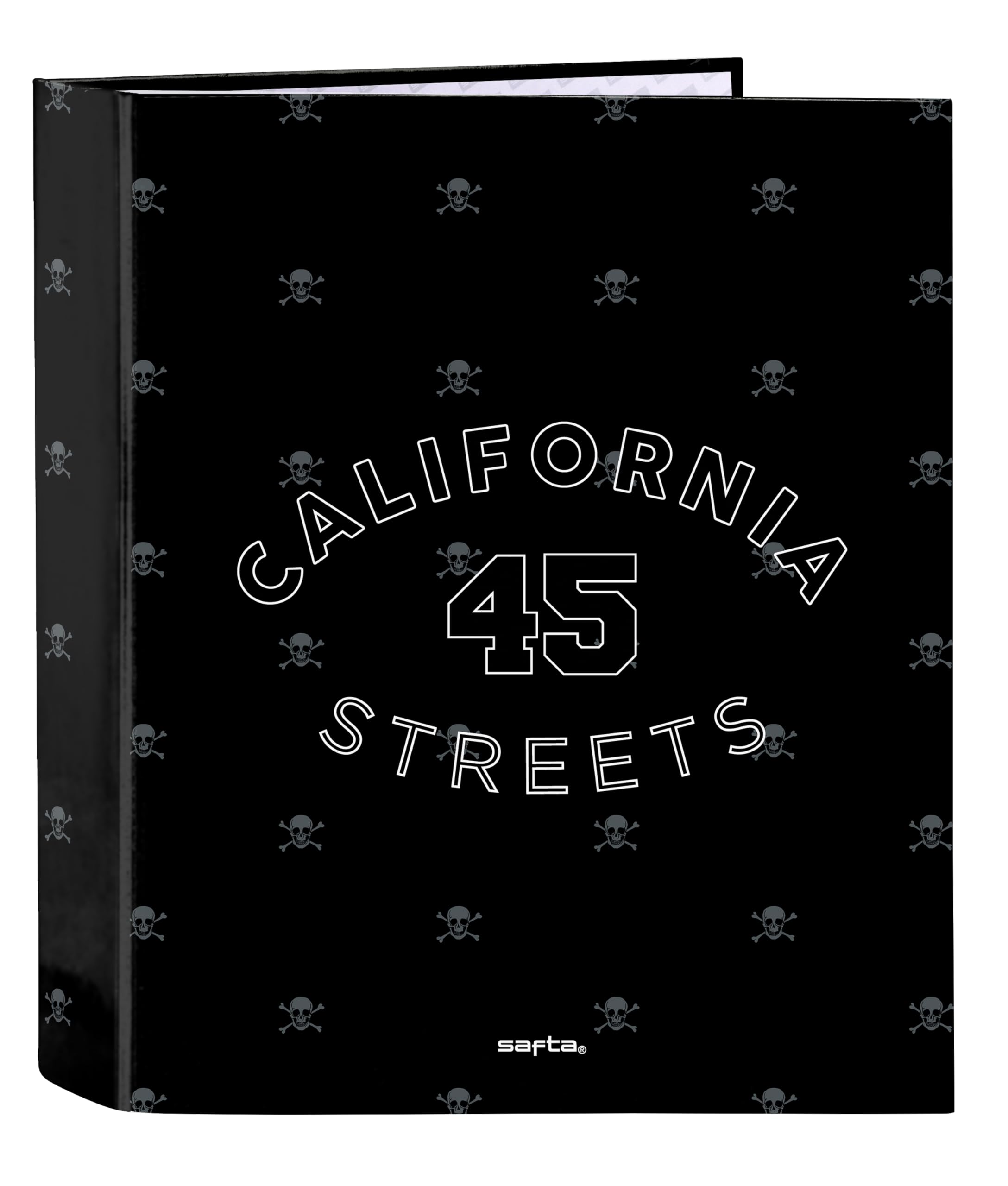 Safta Safta-M657 California Folder Folio 4 Rings, Ideal for Children of Different Ages, Comfortable and Versatile, Quality and Resistance, 27 x 6 x 33 cm, Black, Standard (532242657), Black/White,