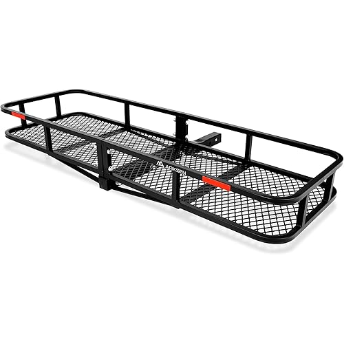 ARKSEN 60 x 20 Inch Angled Cargo Rack Carrier 500 Lbs Heavy Duty Capacity Tow Hitch, Luggage Storage Basket for Camping or Traveling, SUV, Pickup Truck or Car