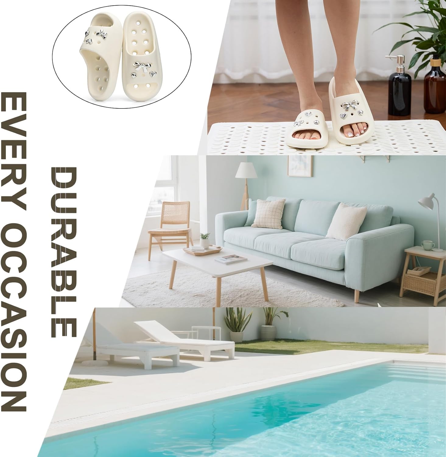 Shower Shoes with Drain Holes Exquisite Accessories for Women Gym Shower Slippers Slides Quick Drying Bathroom Beach Sandals Lightweight Non-Slip - Image 7