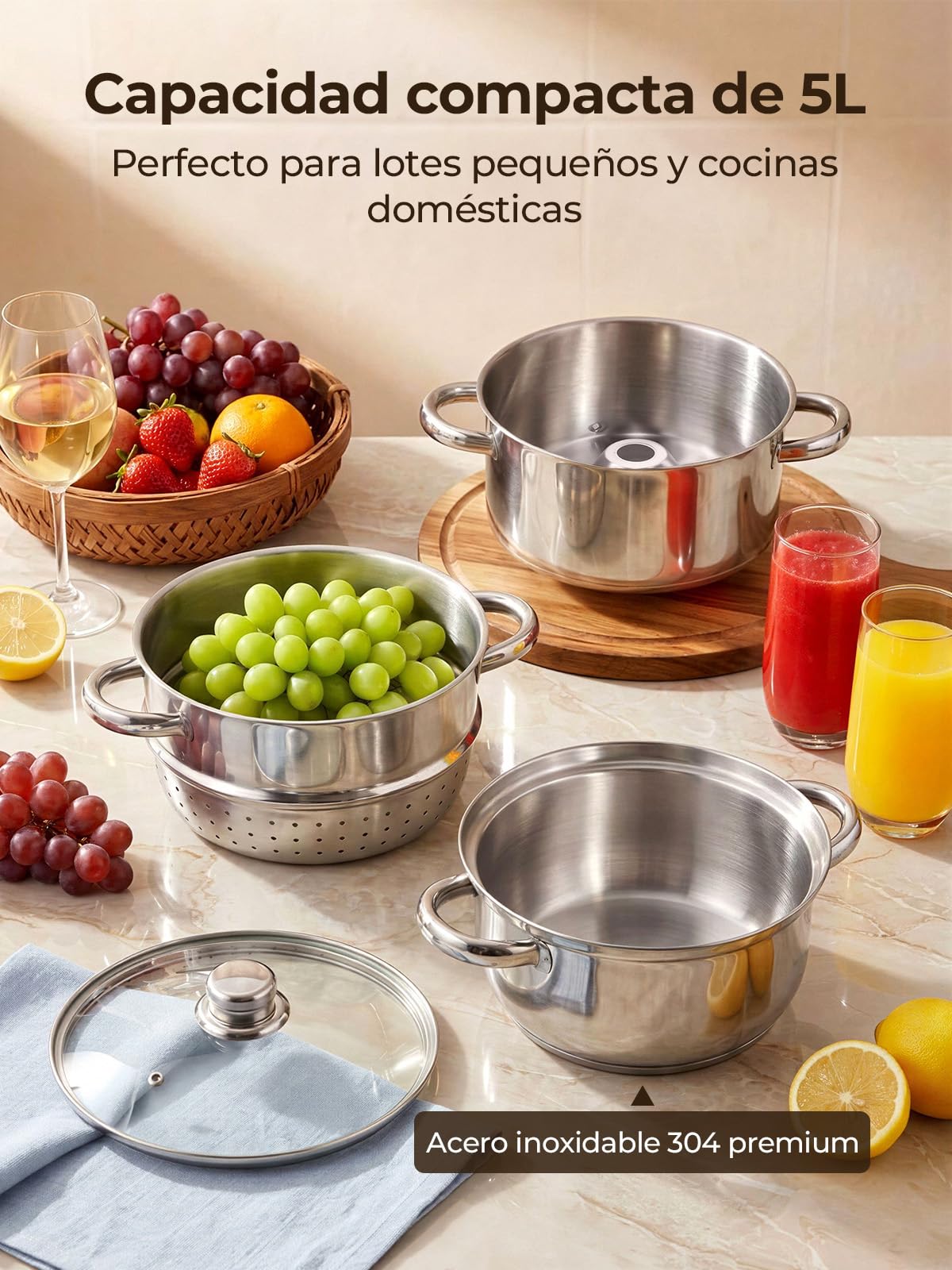 FOHERE Extractor de Zumos al Vapor 5L