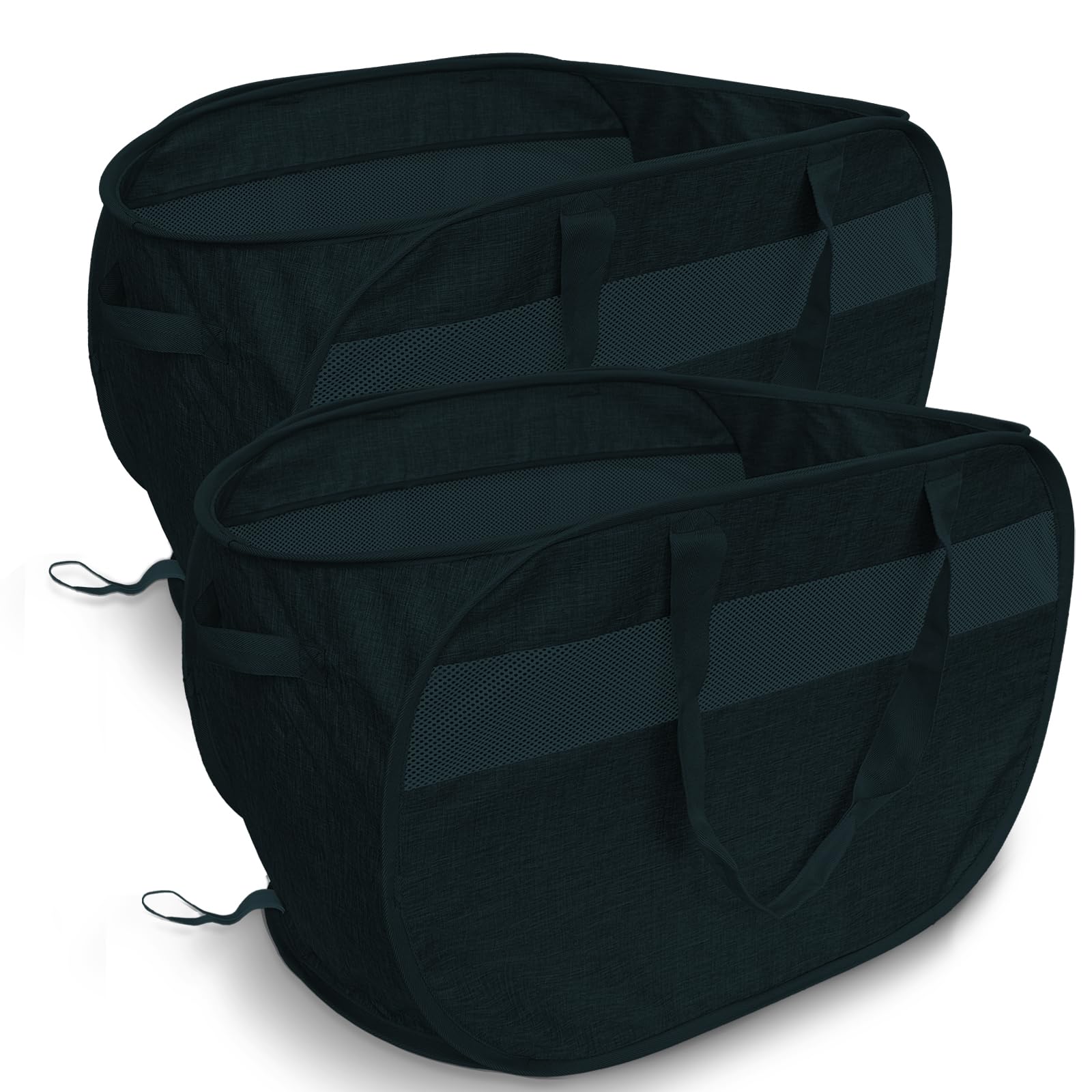 100L Extra Large Durable Collapsible Laundry Baskets, Black, 2‑Pack