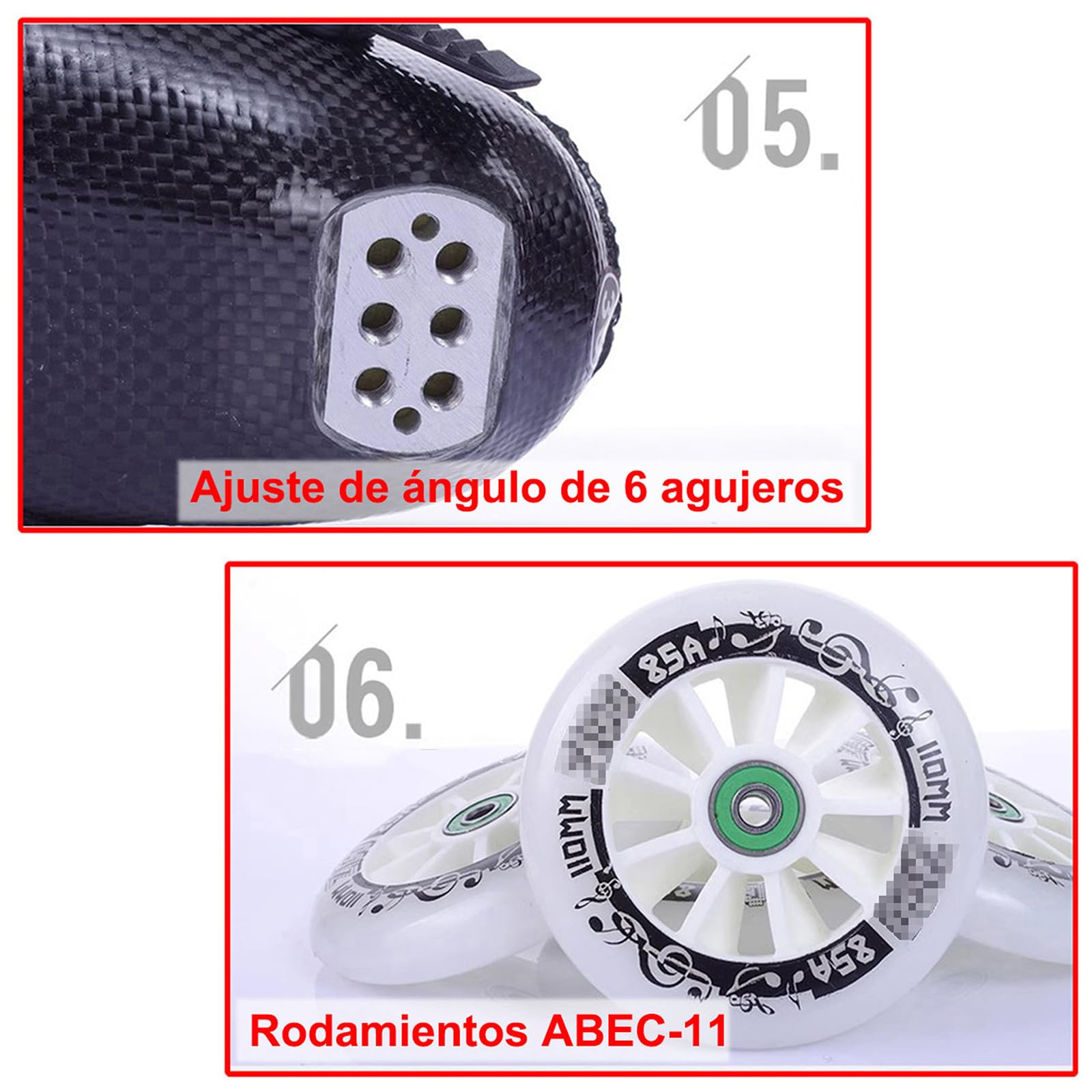 Patines En Línea Adulto Profesionale para Hombre Mujer, Patines De 3 Ruedas - Ruedas De Alta Velocidad, Chasis De Aluminio, Fibra De Carbono, Forro Transpirable, Diseño para Fitness Y Carreras