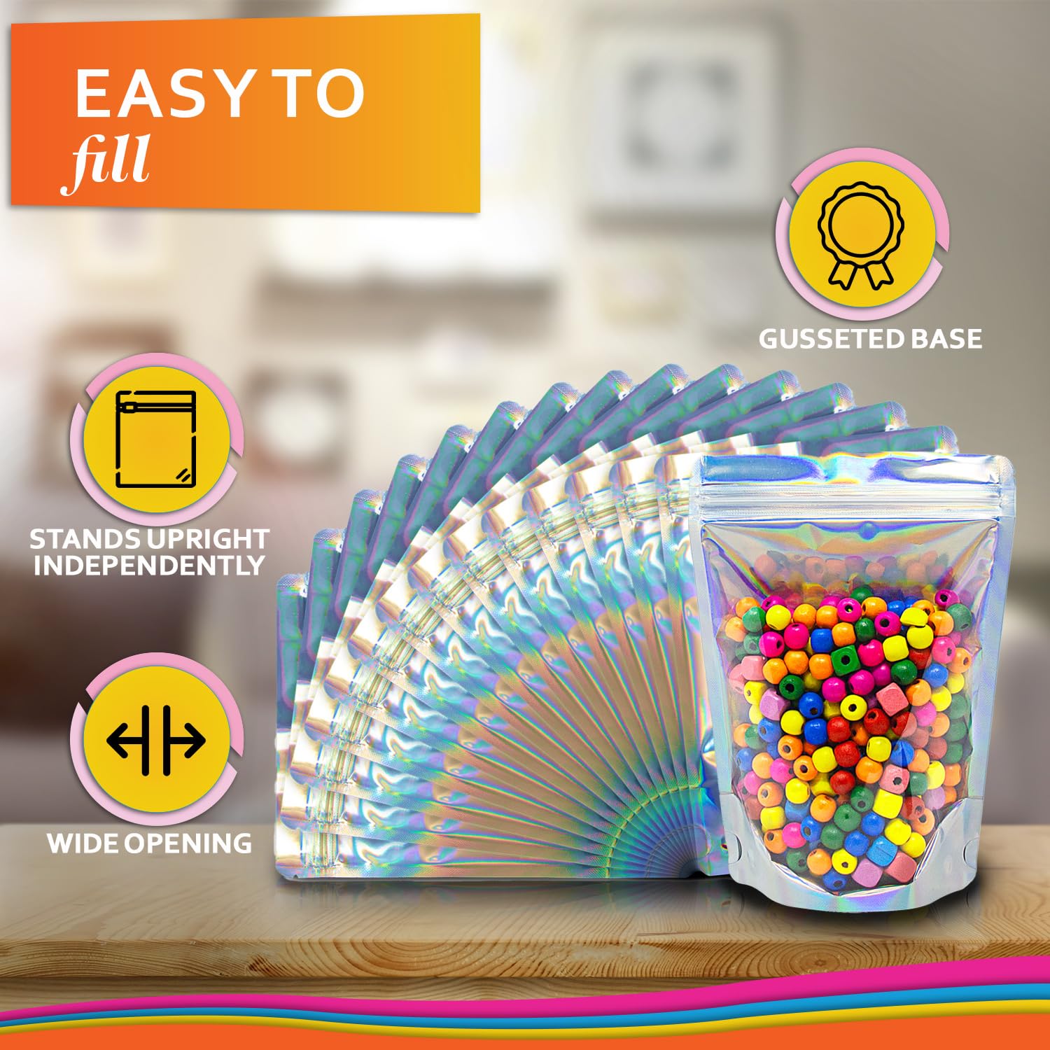 100 Bolsas De Mylar Resellables De 5.5 X 7.8 Pulgadas, A Prueba De