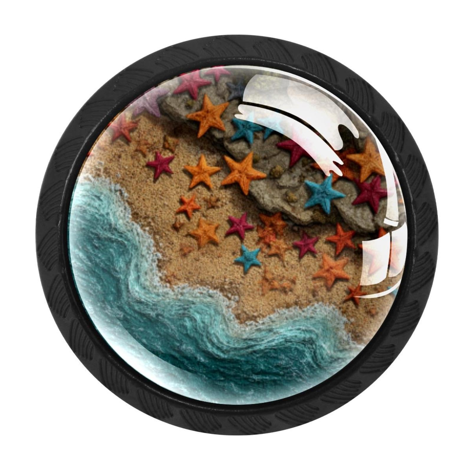 CHENZZZZ 4 Pieces Dresser Knobs Starfish Beach (3) Drawer knobs Cabinet Knobs Pull Handles for Home Kitchen Office