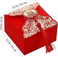 Vista 6 de Abaodam Cajas de dulces de boda, 80 cajas de regalo chinas con borla para invitados, bolsa creativa de decoración de mesa para compromiso, fiesta