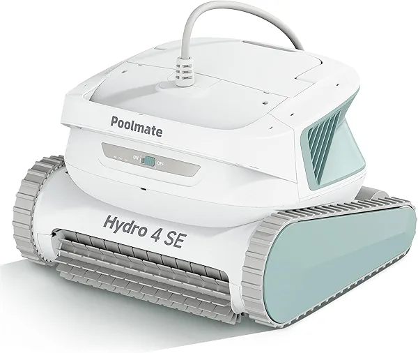 Poolmate Hydro 4 SE Robotic Pool Cleaner, S-Shaped Path/Auto Wall/Waterline Cleaning, 40FT Long Cable/4 Cleaning Modes, 4.1L Large Filter Basket Pool Vacuum Ideal for Inground/Above Pools