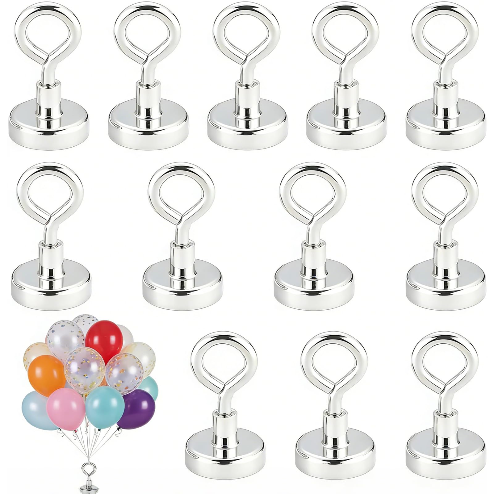 12 Balloon Weights, Helium for Balloons, Reusable Secure Hold for Party Decorations, Wedding, Birthday Party, Valentine's Day Decorations, Balloon Weight, Silver Balloon Weights