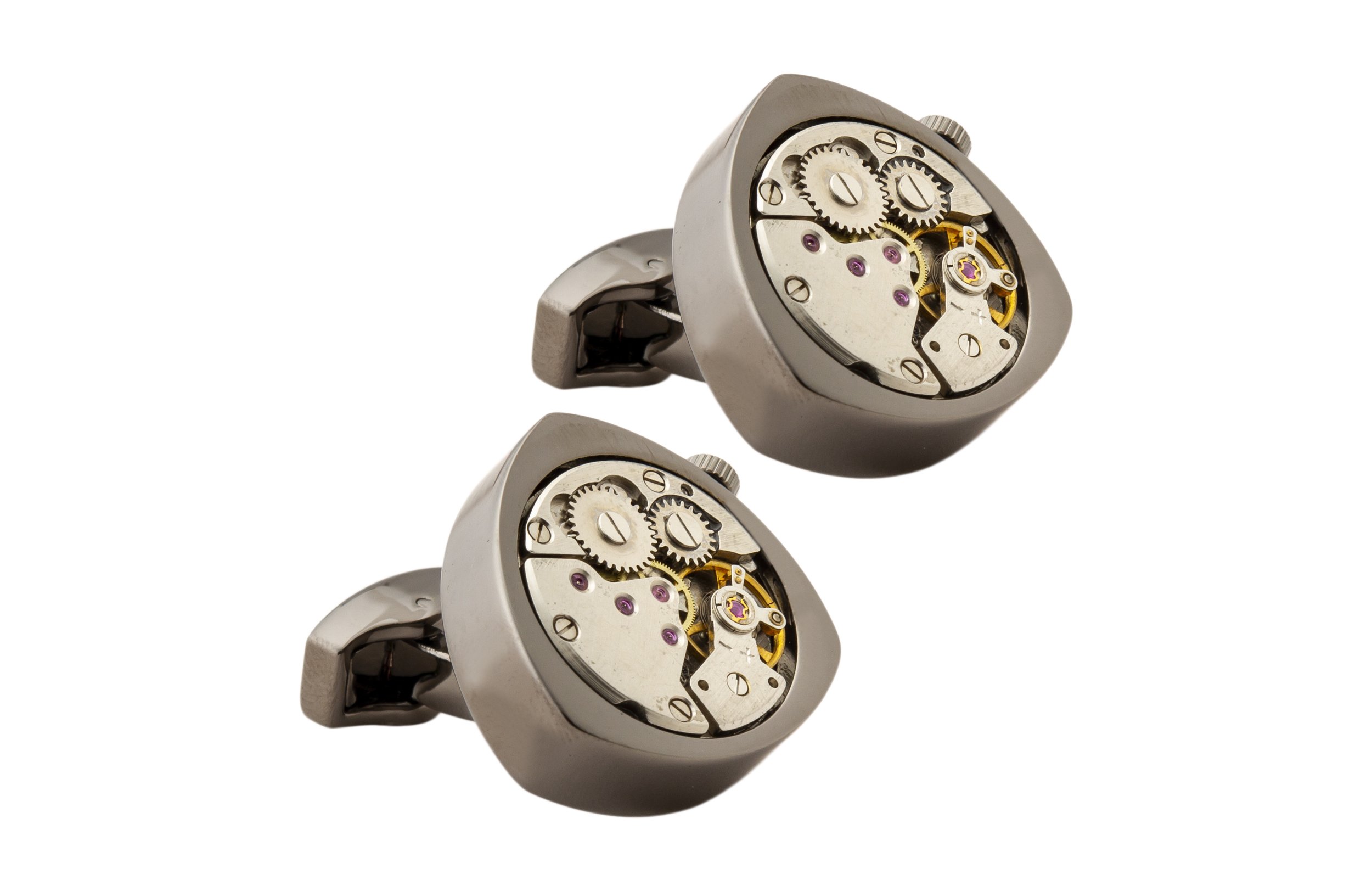 Triangle Non-Moving Watch Cufflinks for Men-image-33