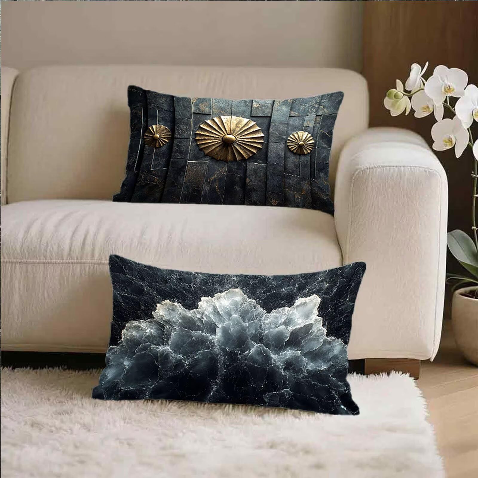 Federe Cuscino 60x80 Set di 2, Grigio Federe Cuscini Divano Lino, Rettangolari Copricuscini 60x80cm Con Cerniera Invisibile, Copricuscino per Camera Letto Casa Decorazioni Regalo, Nordico W-4946