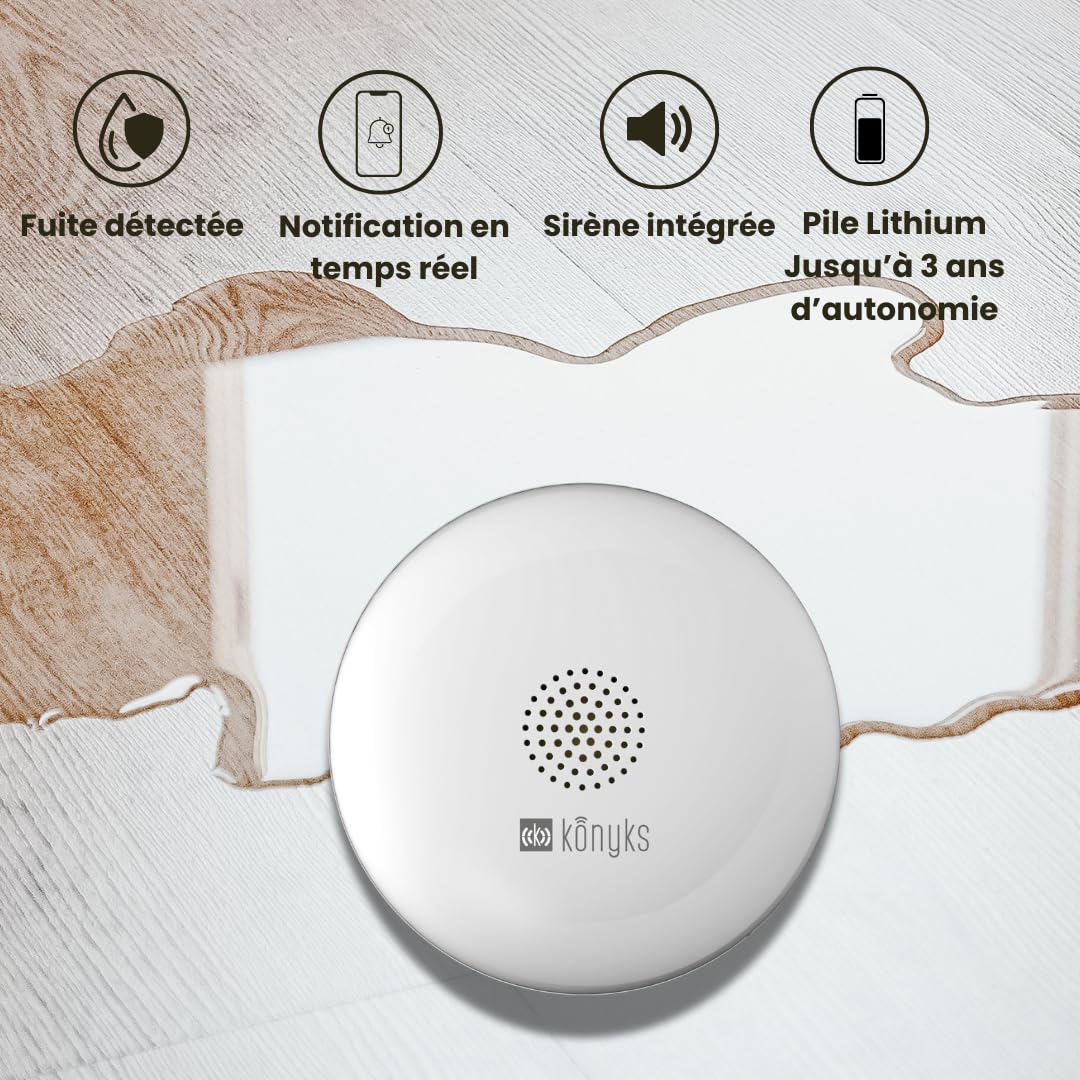 Détecteur de Fuite d'eau et d'inondation - KONYKS - Osafe - Connecté - WiFi - 2.4 GHz