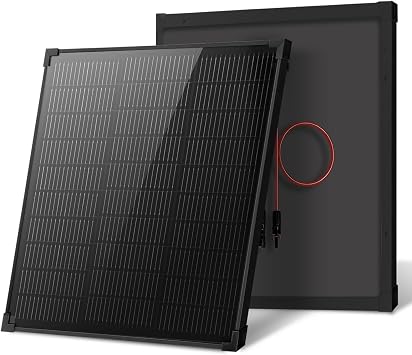 50 Watt Solar Panel 12 Volt Monocrystalline Solar Panels, 25% High-Efficiency, N-Type 16BB PV Module Vmp18V IP68 Waterproof for RV, Camp, Garden, Boat, Caravan and Off-Grid (58x51.5cm, Single Black)