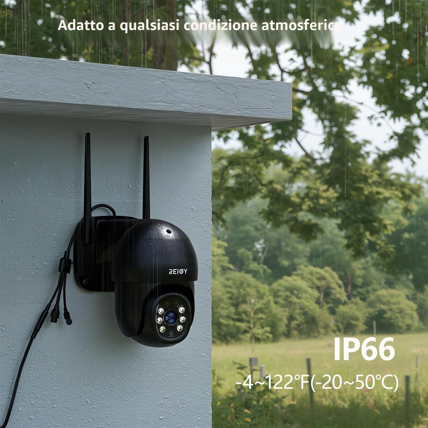 REIGY 8MP Telecamera PT WIFI Esterno 360 Gradi, Videocamera Sorveglianza
