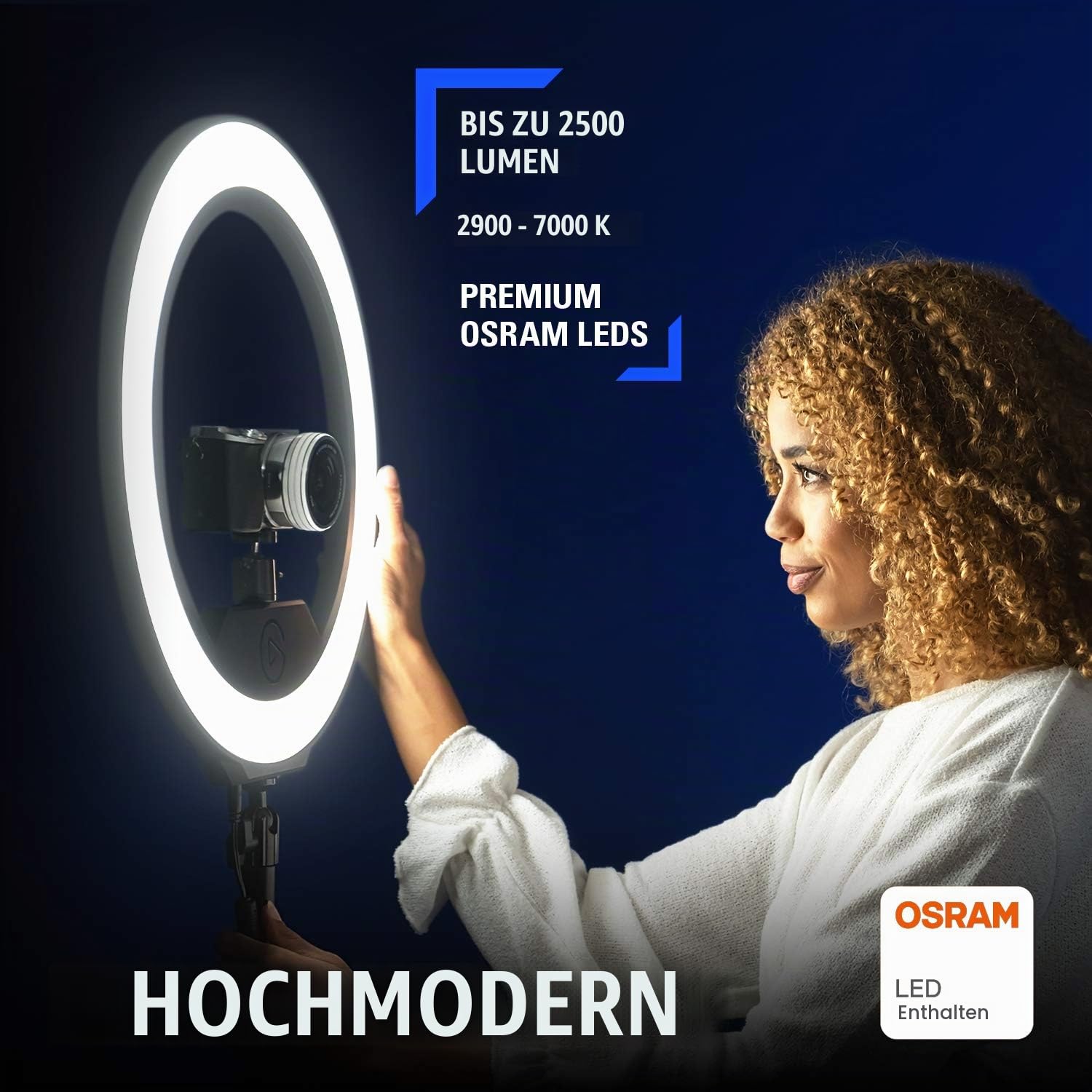 Elgato Ring Light - Hochwertige Beleuchtung in 2500 Lumen mit Tischklemme und Kugelgelenk zum Streamen, TikTok, Instagram, Home Office, Temperatur und Helligkeit per App anpassbar auf Mac, PC, Android