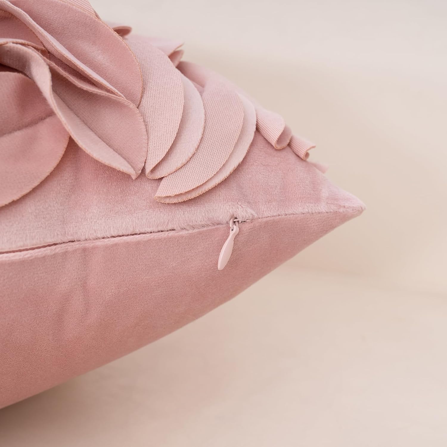 Alerfa 3D Leaves Handmade Throw Pillow Cover Decorative Floral Velvet Pillowcase Cushion Cover for Couch Bed Living Room Home Decor 12x20 Inche, Pink - Image 5