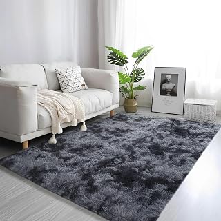 Soft Plush Bedroom Rug Modern Gray Anti Slip Carpet for Kids Room Long Pile Living Room Mat Cozy Small Bedside Runner 60x100cm Dust Mite Resistant