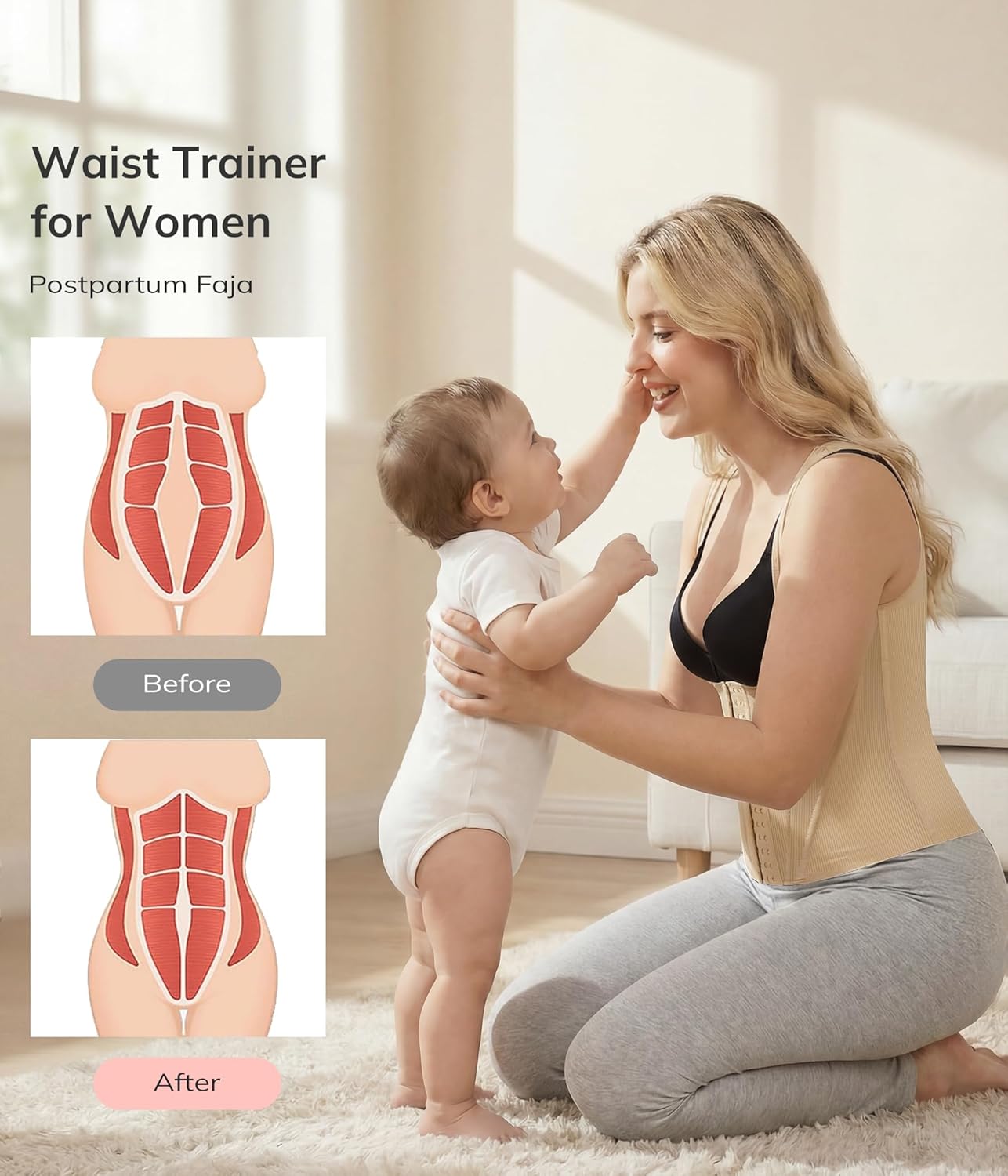 LODAY Waist Trainer for Women Corset Shapewear Tummy Control Postpartum Faja Body Shaper Waist Cincher - Image 2