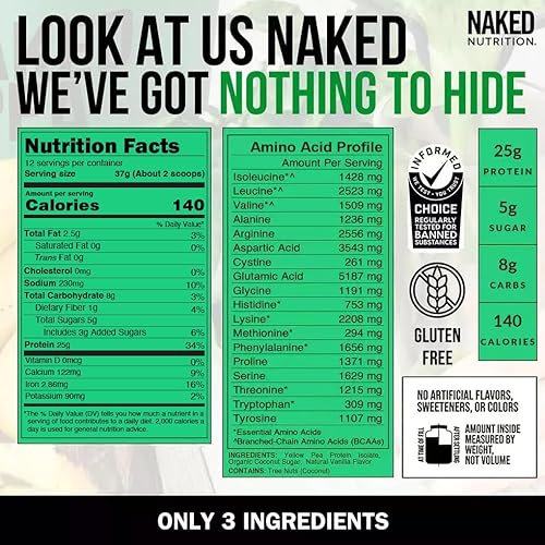 Miniatura 28 de NAKED Aislado de proteína de guisante de chocolate de granjas norteamericanas, solo 3 ingredientes, proteína vegana de chocolate, sin gluten, sin