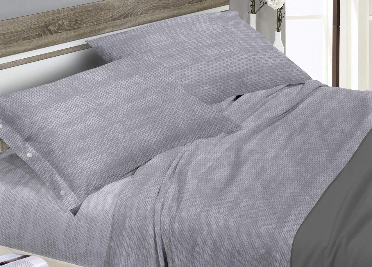 BIANCHERIAWEB Pair of Bed Pillow Cases 50 x 80 cm in 100% Cotton Bon Bon Design with Side Buttons, Color Grey, Default