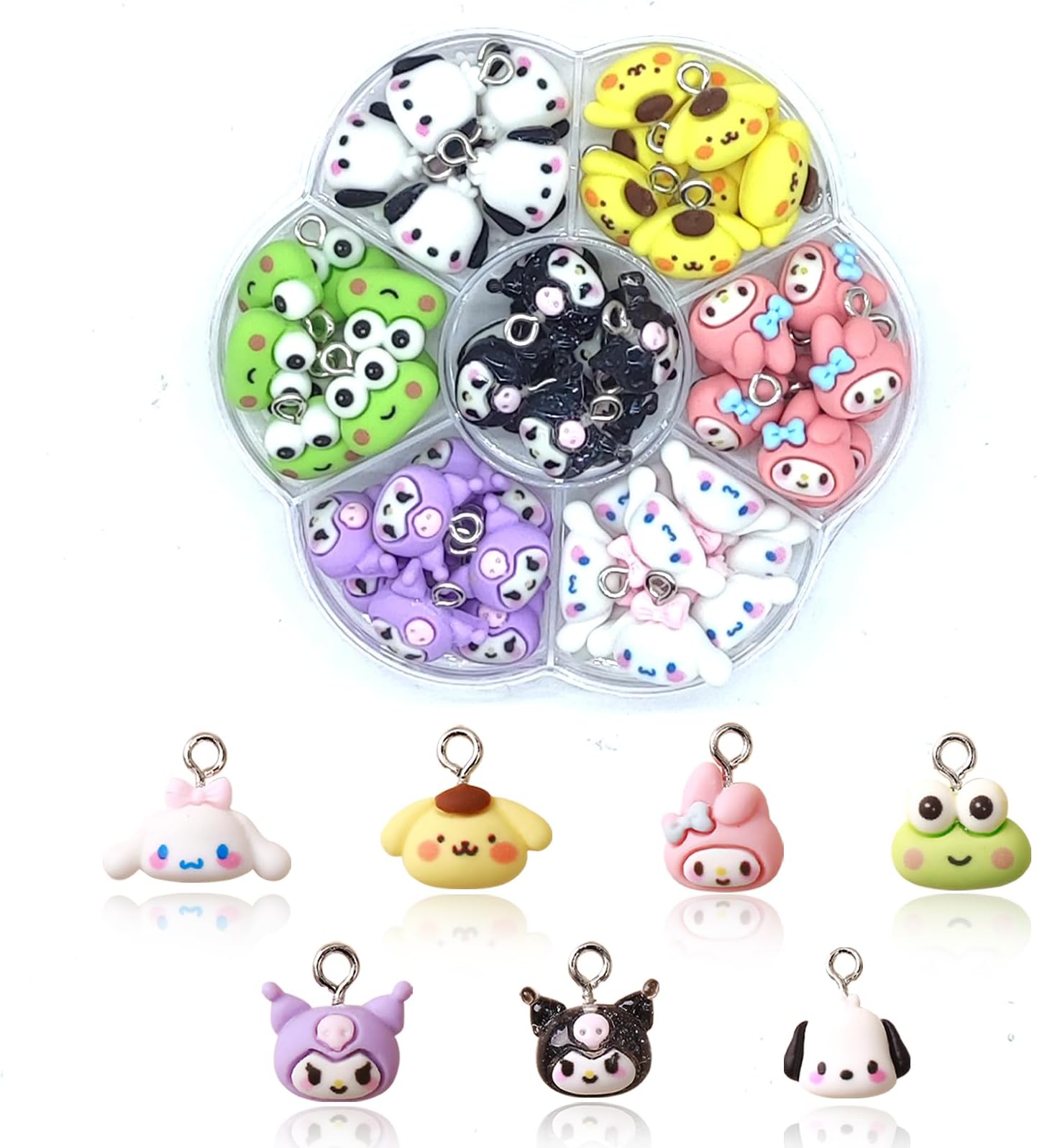 YOKUSHI 42PCS Cute Cartoon Resin Charms for Jewelry Making Bulk, 3D Mini Pendant Animal Ornament DIY for Bracelets