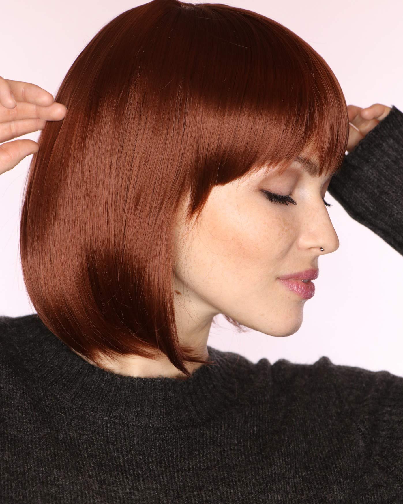 Prettyland Matte Natural Short BoB Wig in Brown and Black Mixed Full Volume C1920 - Image 2