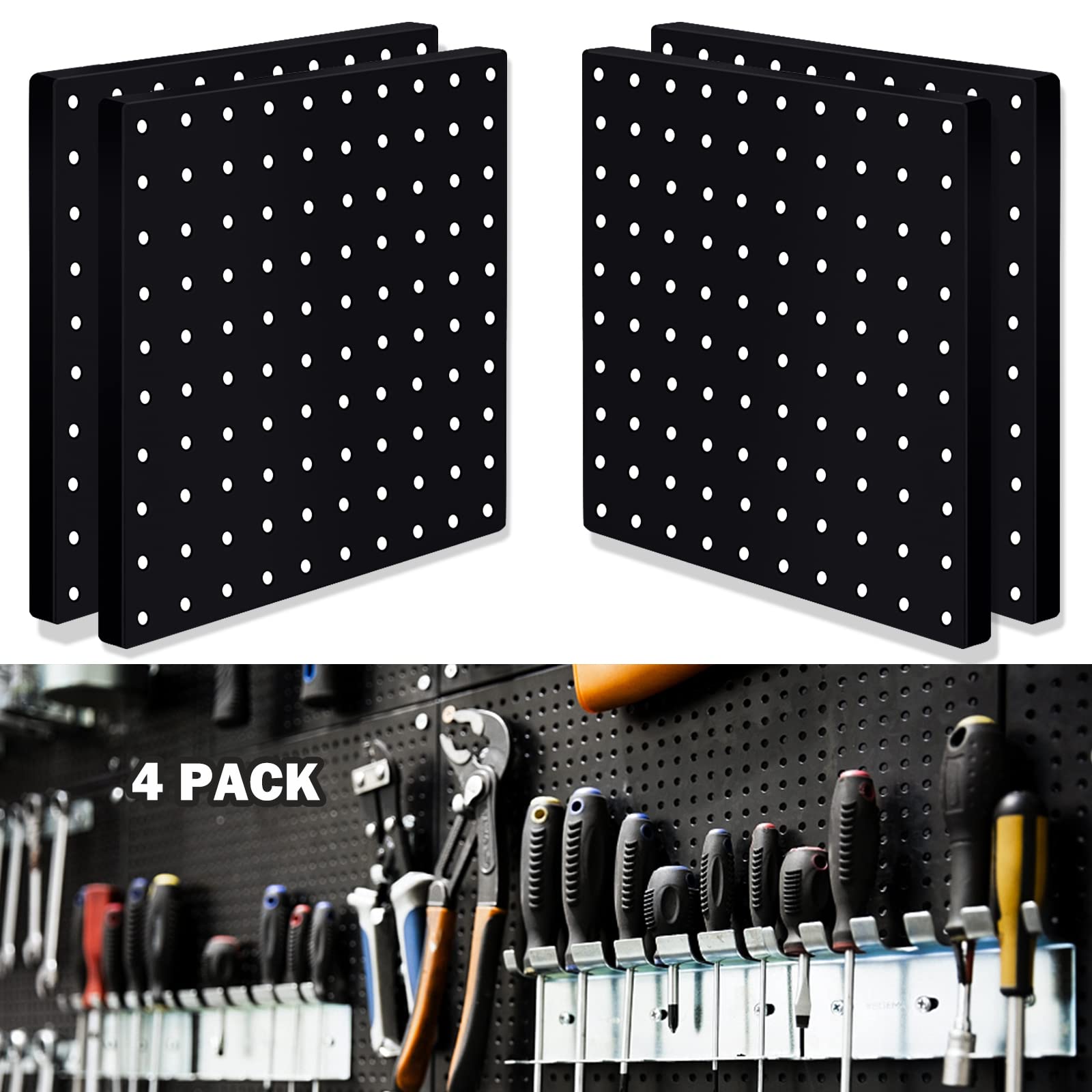 4pcs Pegboard Wall Organizer Panels , Mount Display Pegboard Kits Fit