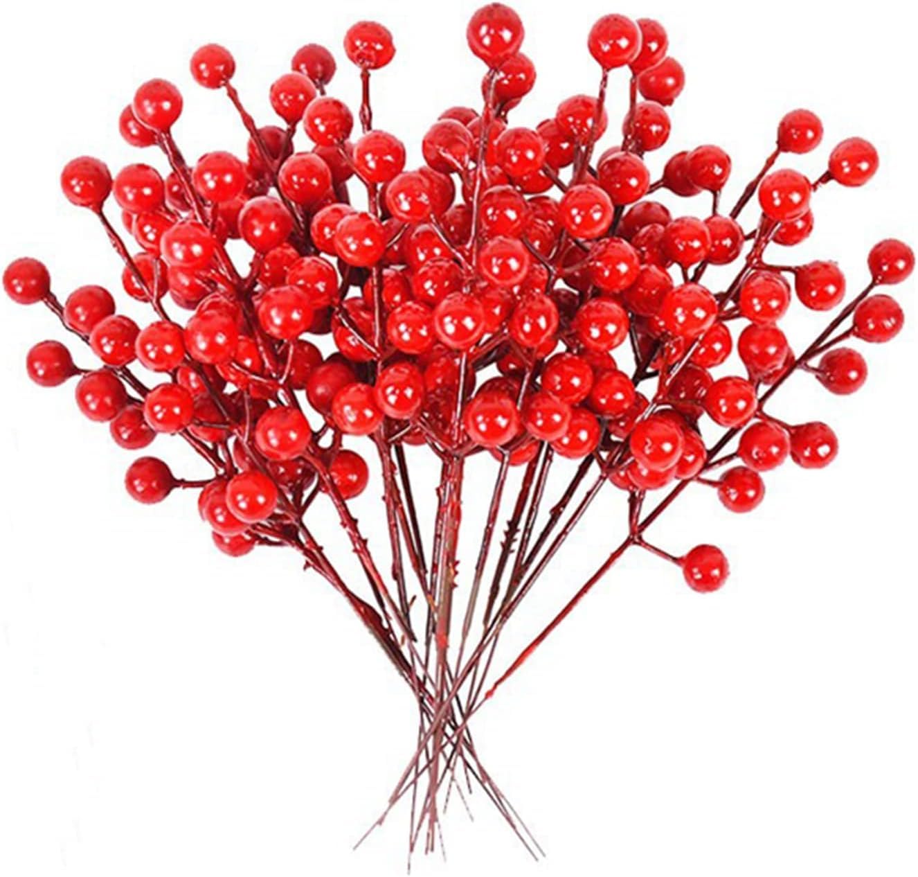 KROGER 5 PCS Red Berry Stems, 8.9 Inch Artificial Picks for Christmas Tree, Home DIY Crafts, Wedding & New Year Decoration