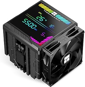 Thermalright TR Peerless Assassin 140 Digital Black Air CPU Cooler with 6 Heat Pipes, Magnetic Display Cover, Dual Towers …