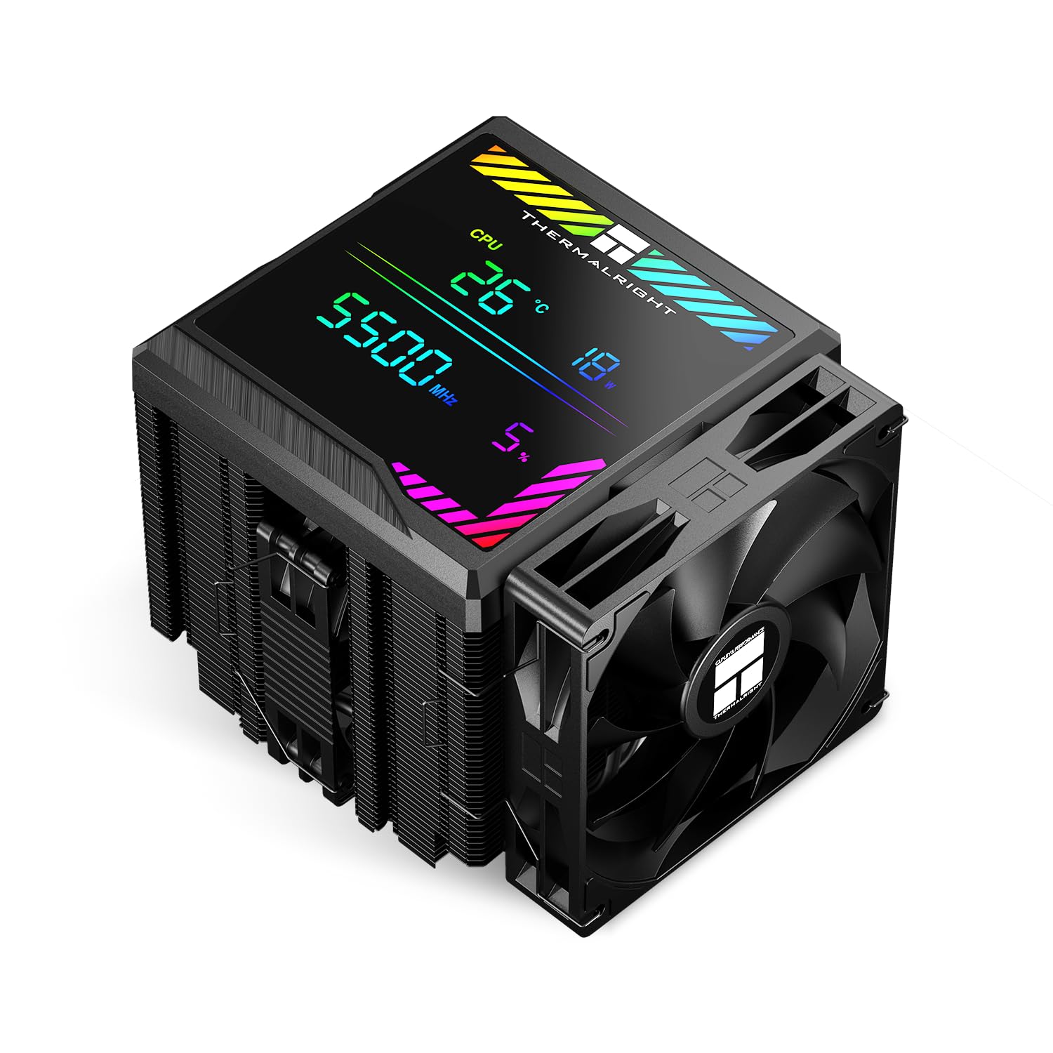 Thermalright TR Peerless Assassin 140 Digital Black Refroidisseur de processeur à air avec 6 caloducs, couvercle d'affichage magnétique, double tours et ventilateurs, pour AM4/AM5 et Intel lga1700