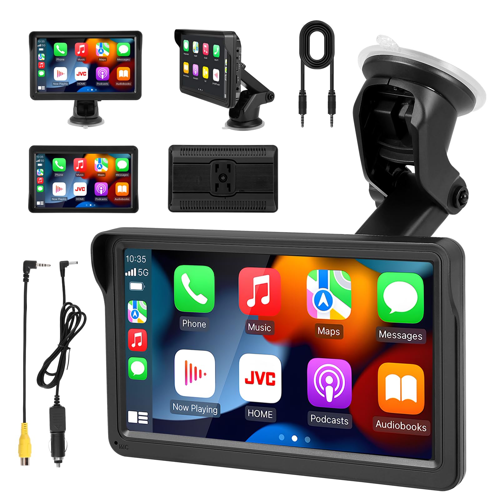 Nuision Wireless Apple CarPlay Android Auto Screen, Portable Car Stereo 7 Inch IPS Touchscreen Navigation Radio Video Player, Supports Bluetooth, FM Transmitter, Voice Control, Mirror Link, AUX/USB/SD