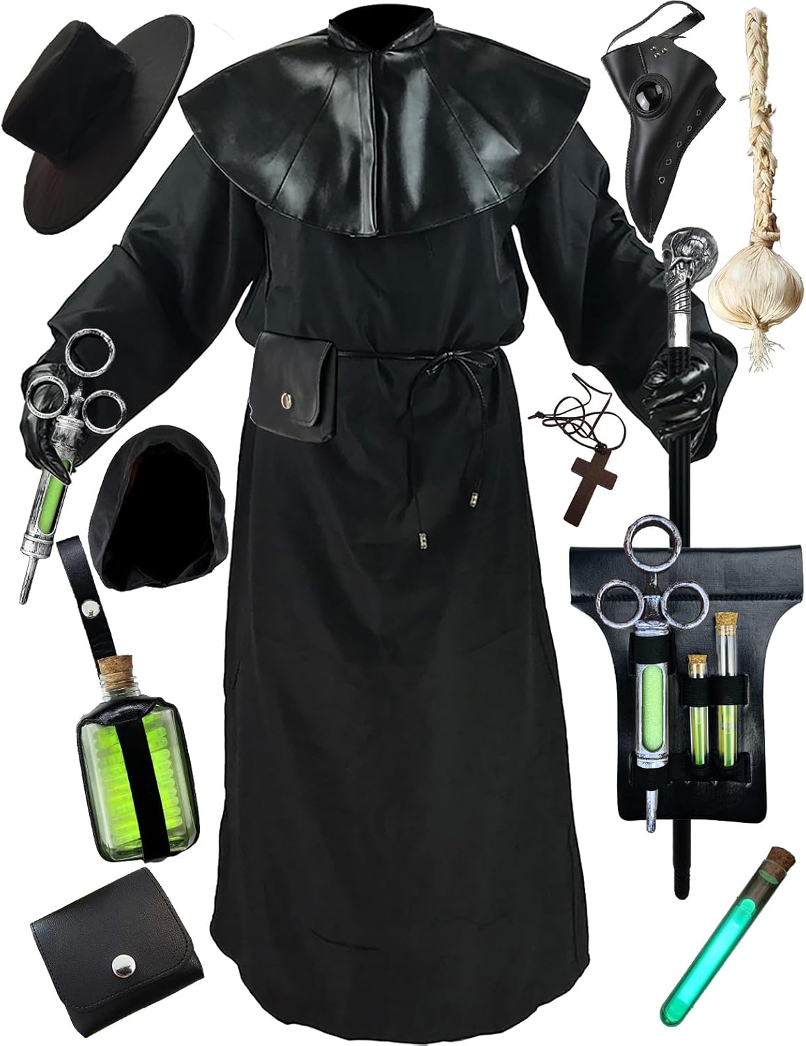 Absolute Vibe Plague Doctor Costume Cloak Robe Halloween Props Medieval Monk Priest Renaissance Cosplay