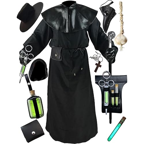 Absolute Vibe Plague Doctor Costume Cloak Robe Halloween Props Medieval Monk Priest Renaissance Cosplay