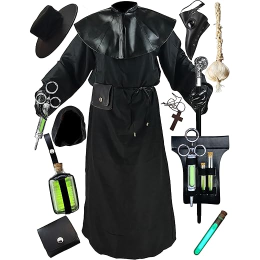 Absolute Vibe Plague Doctor Costume Cloak Robe Halloween Props Medieval Monk Priest Renaissance Cosplay