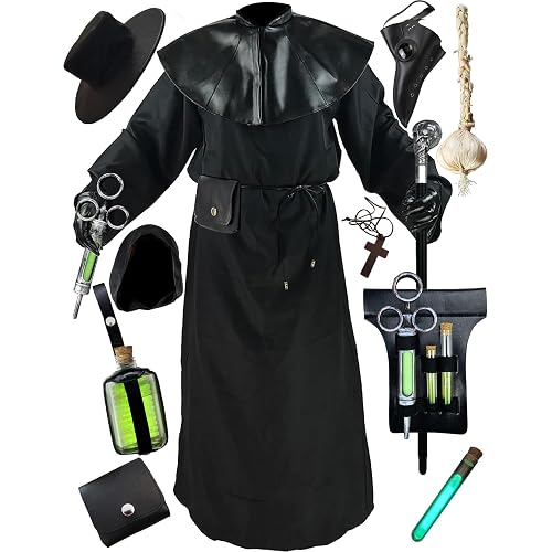 Absolute Vibe Plague Doctor Costume Cloak Robe Halloween Props Medieval Monk Priest Renaissance Cosplay - XX-Large