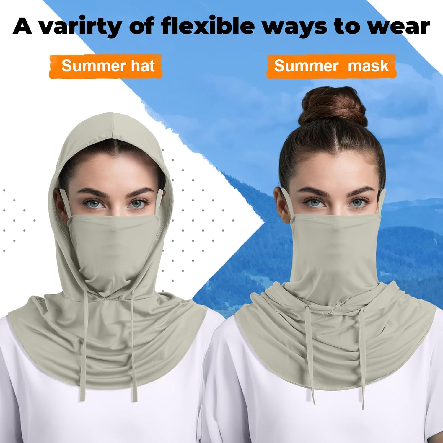 Funtery Summer Cooling Balaclava Mask, UV Protection Hood Mask Breathable Cycling Face Cover Full Head Scarf for Men Women