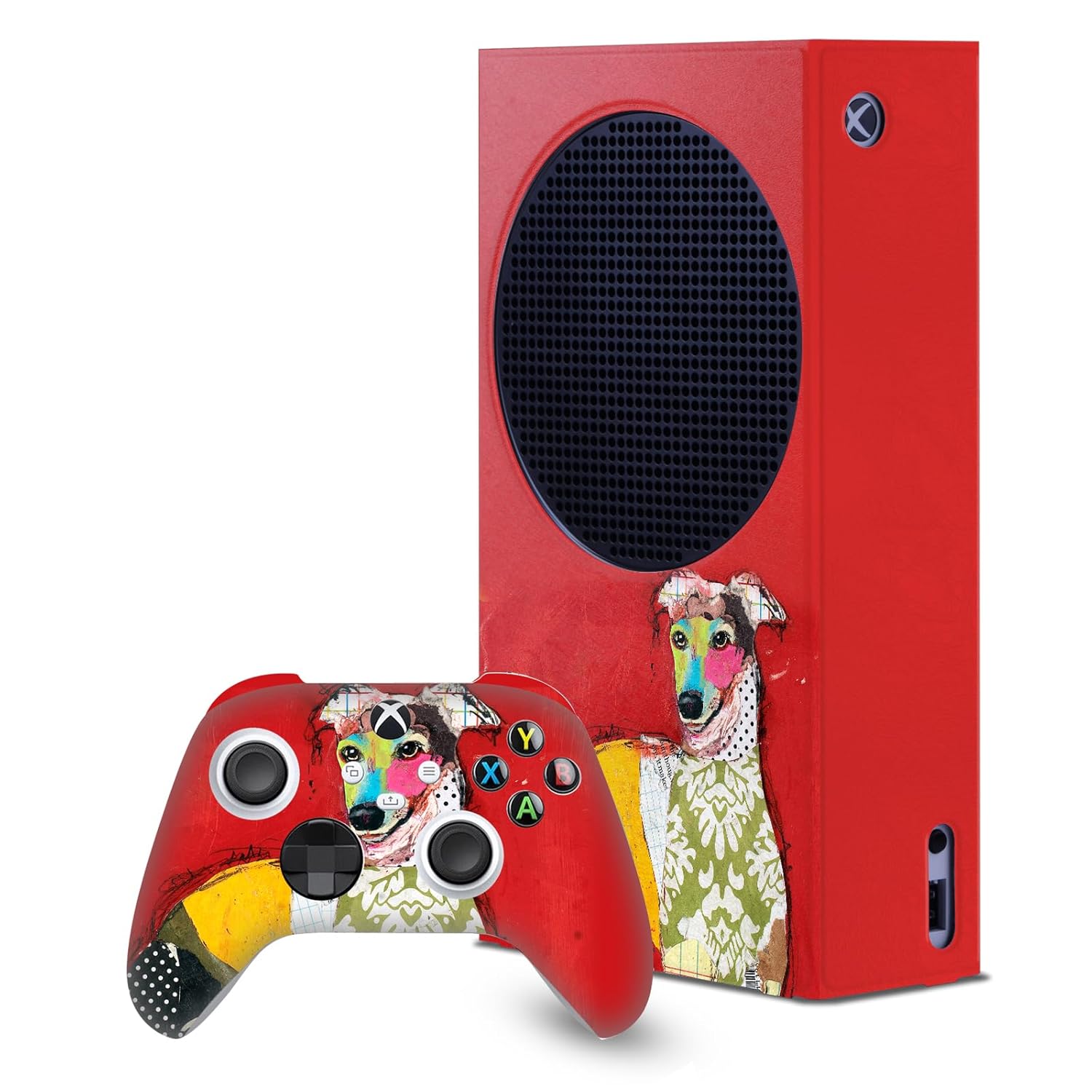 Head Case Designs Officially Licensed Michel Keck Greyhound Art Mix Game Console Wrap and Game Controller Skin Bundle Compatible With Xbox Series S Console & Controller Bundle