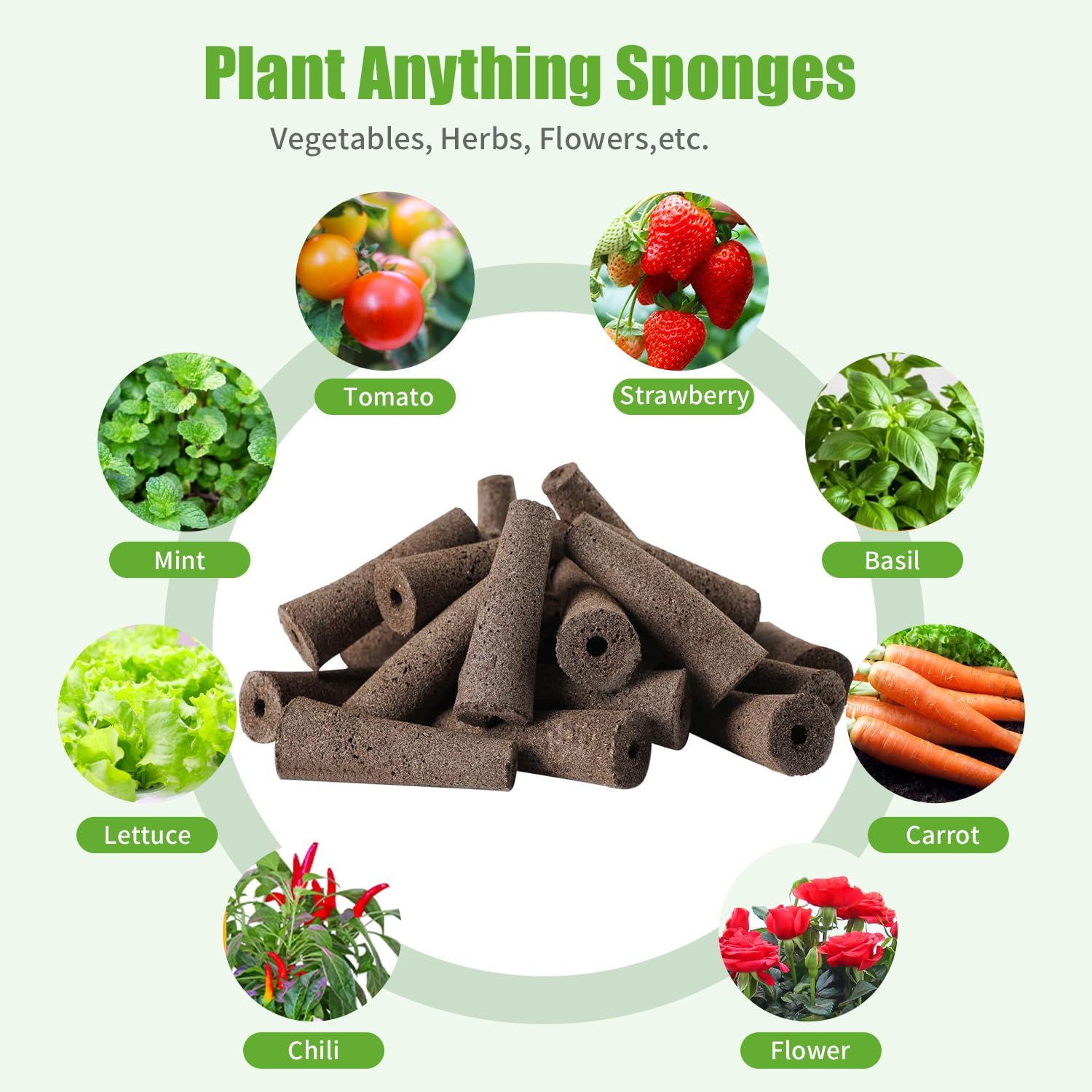 Grow Sponges 50 Pack, Hydroponics Replacement Root Growth Sponges Compatible with Aero Garden iDOO and Most Other Brands - Image 7