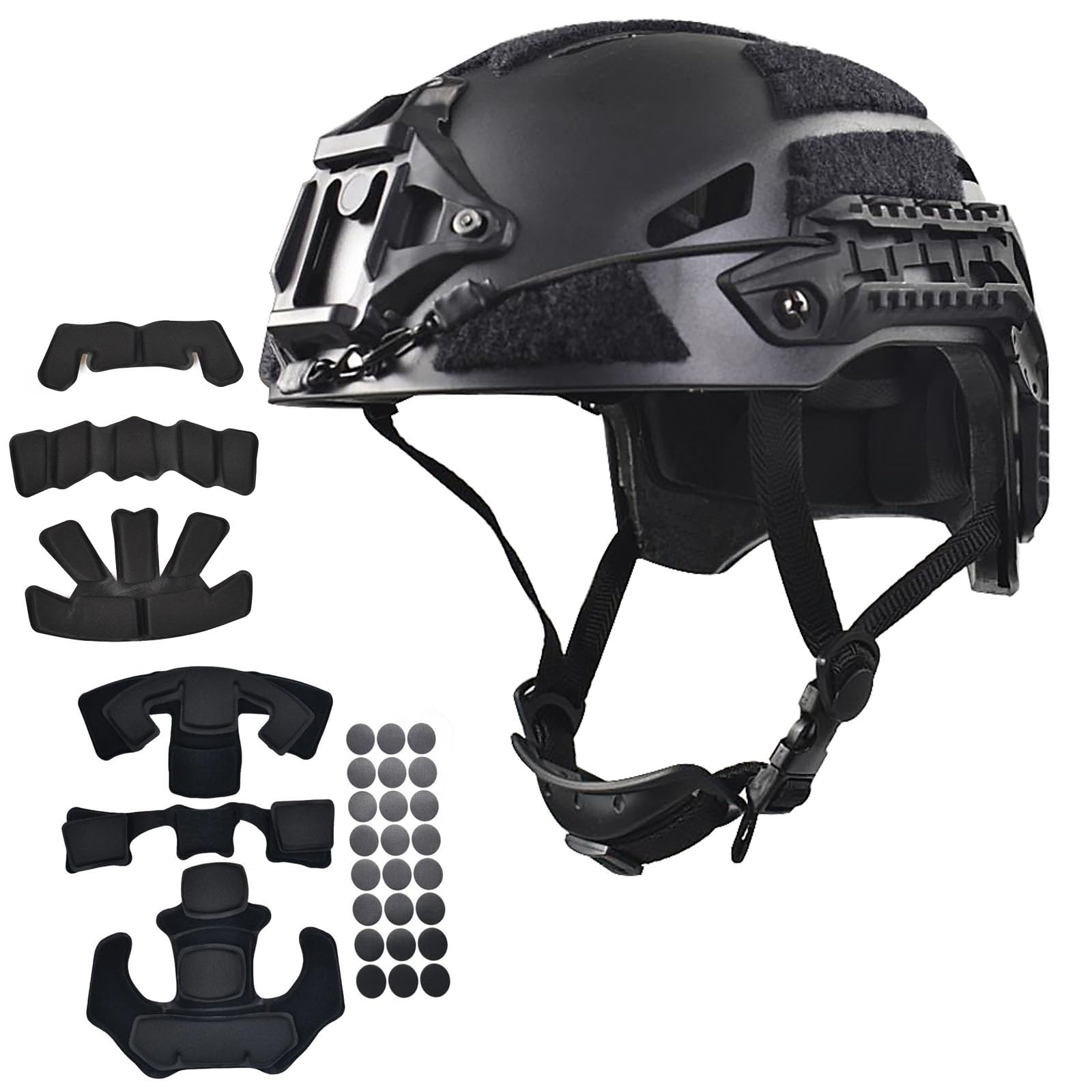 Airsoft Fast Helmet Set ?Tactical Paintball Helmet Internal Memory Foam Protective Pad Adjustable Size for Adult and Teenager (Black)