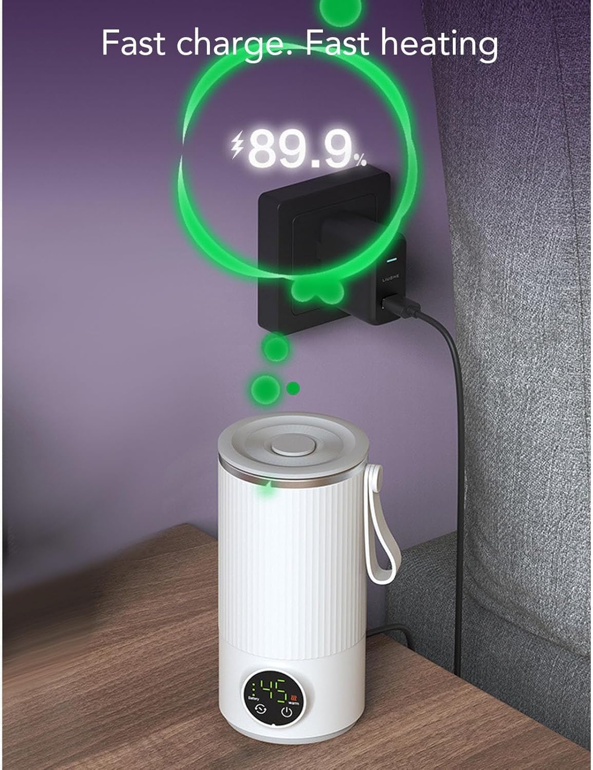 Montalatte elettrico 4 in 1 e scaldalatte, senza fili, portatile, con controllo della temperatura e riscaldamento rapido, vaporizzatore automatico del latte