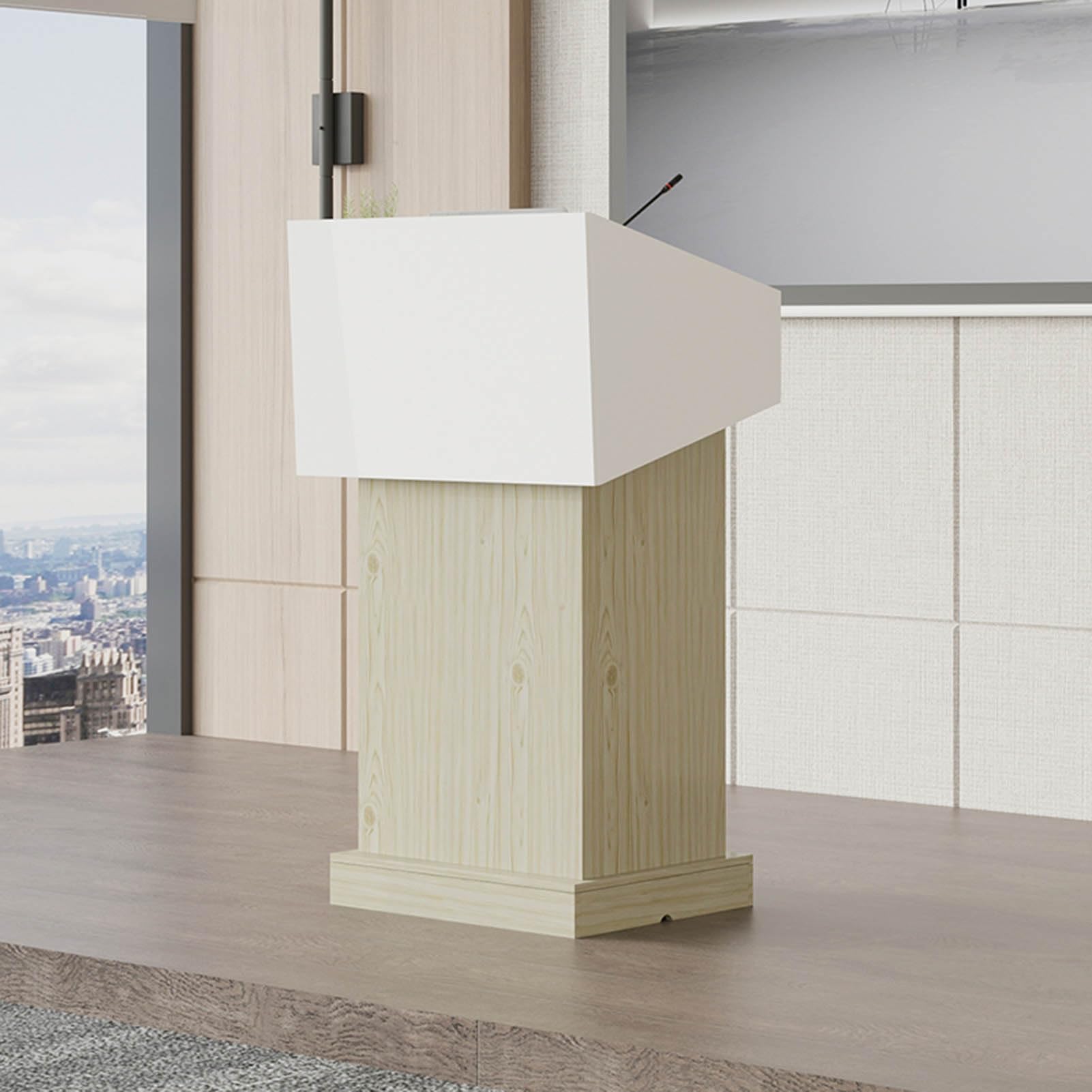 DUANHOZ Professional Wooden Podium Stand for Church, Classroom, Lecture, and Presentation, Portable and Modern Design for Various Events
