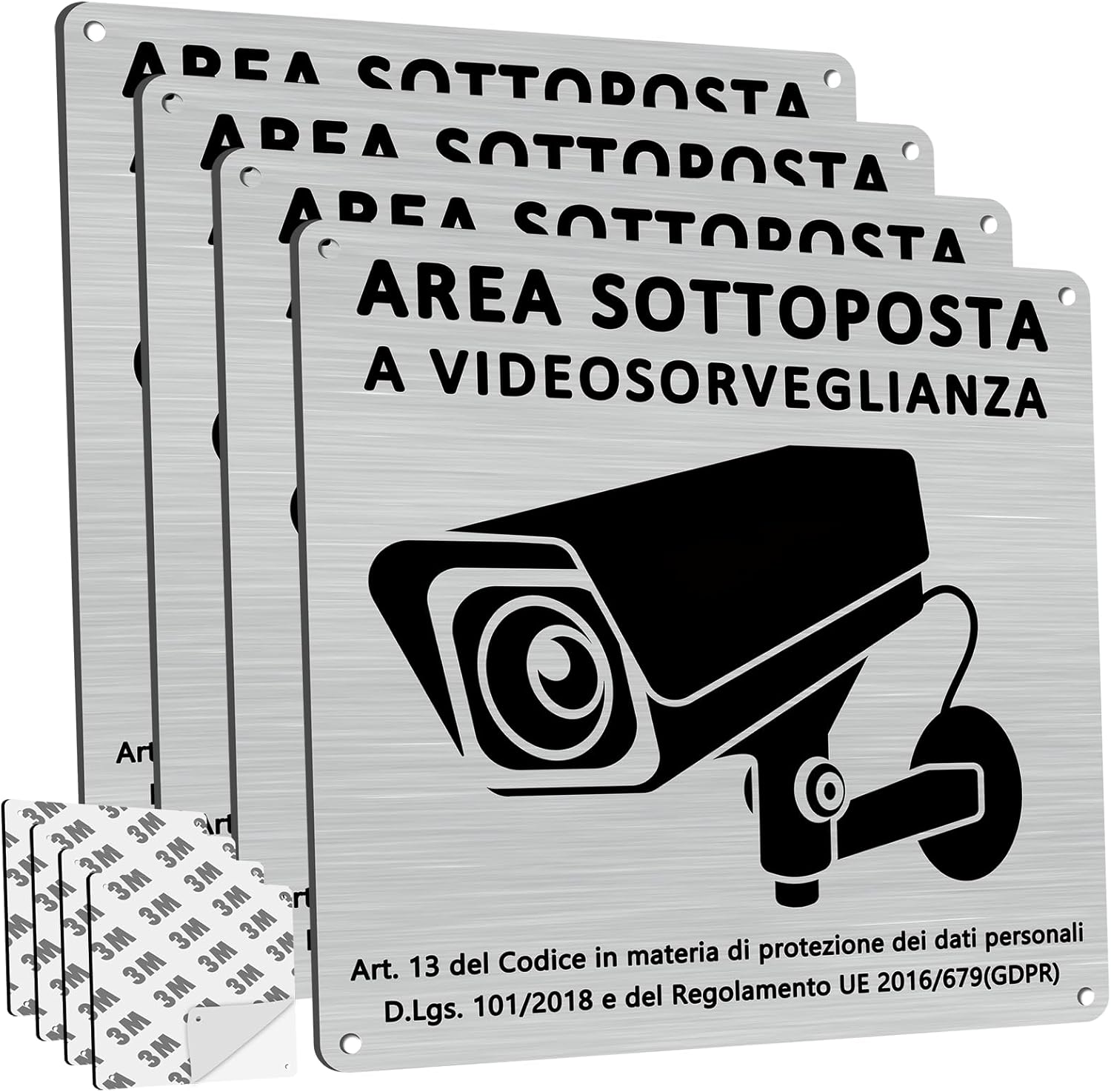 Cartelli Videosorveglianza 3 Pezzi - Alluminio, Vernice UV, Adesivo O Forato Per Esterni - Foto 10