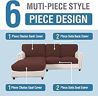 Vista 353 de H.VERSAILTEX 2025 New Sectional Couch Covers 8 Pieces Stretch Sofa Covers for Sectional Sofa Set Separate L Shaped Couch Cover for Both Left/Right