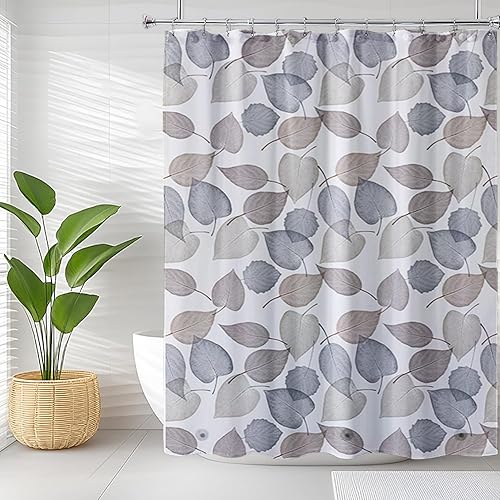 Miniatura 15 de Forro de cortina de ducha, forro de ducha de hojas de plátano de PEVA 4G, cortinas de ducha impermeables de plástico, 72 x 72 pulgadas con agujeros