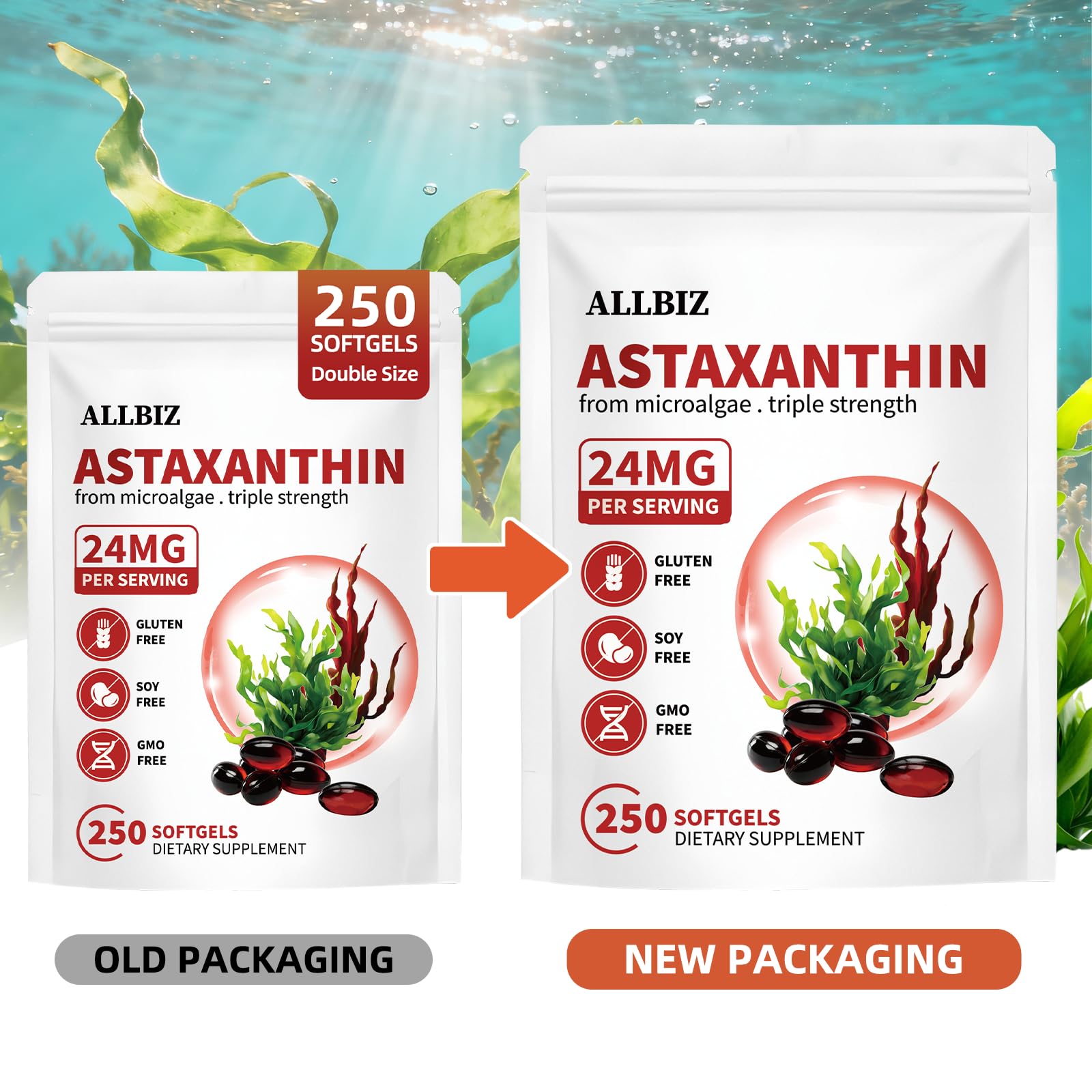 ALLBIZ Astaxanthin 24mg | 250 Softgels | 250-Day Supply | Premium Antioxidant Supplement Supports Eye, Skin, Brain & Liver Health | Natural Microalgae Source, Non-GMO, Gluten Free — Amazon image 8