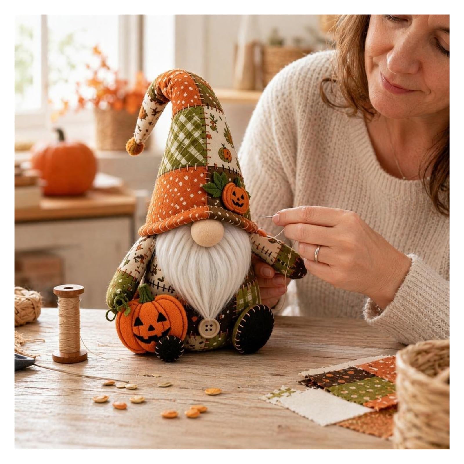 kit de tela para acolchar diy Kit De Patchwork Bricolaje Gnomo Halloween | Proyecto de costura diy con accesorios de tela precortados lindo for adultos(E)