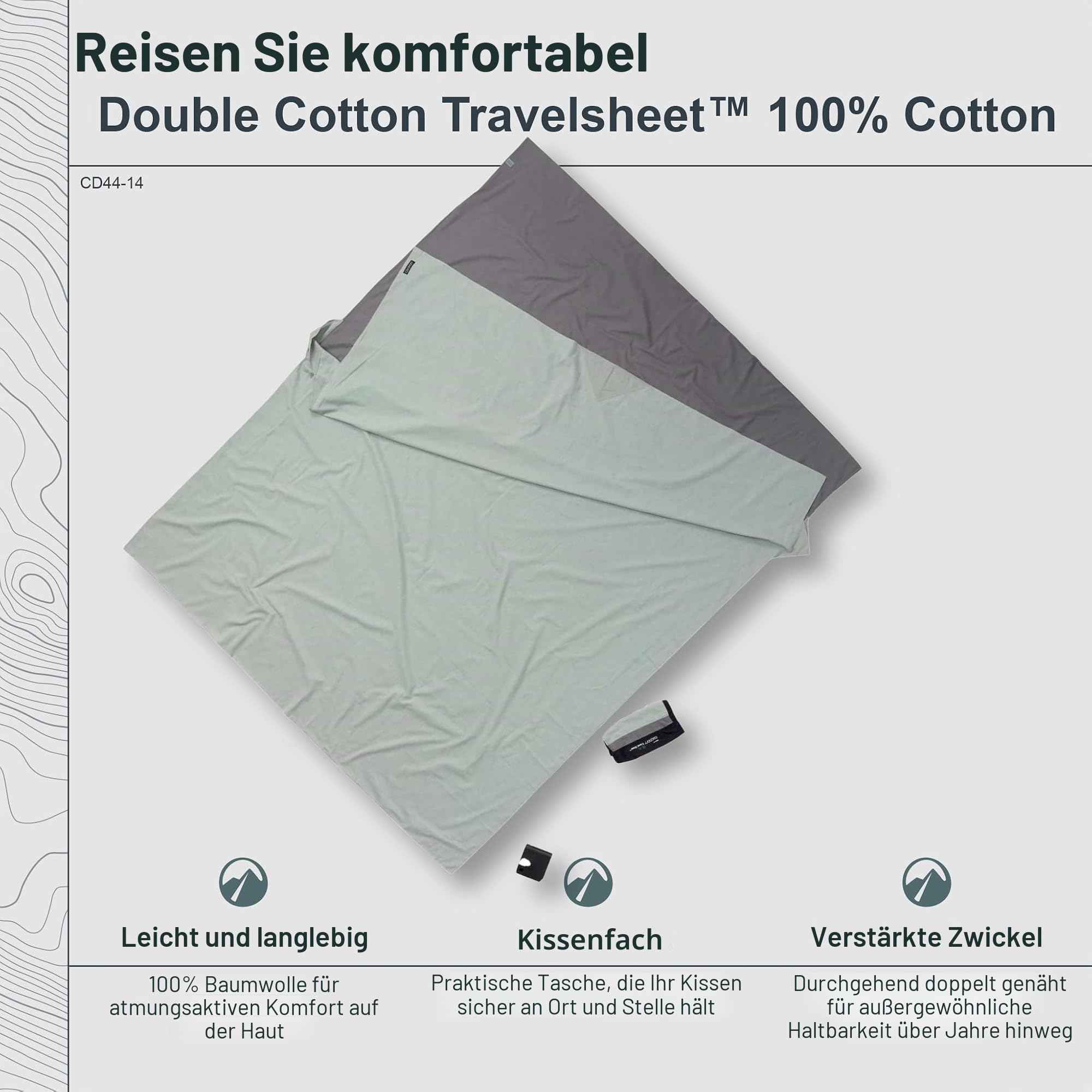 Cocoon CD44/14 Reisesteppdecke Unisex - Erwachsene, Grau, 220 x 180 cm