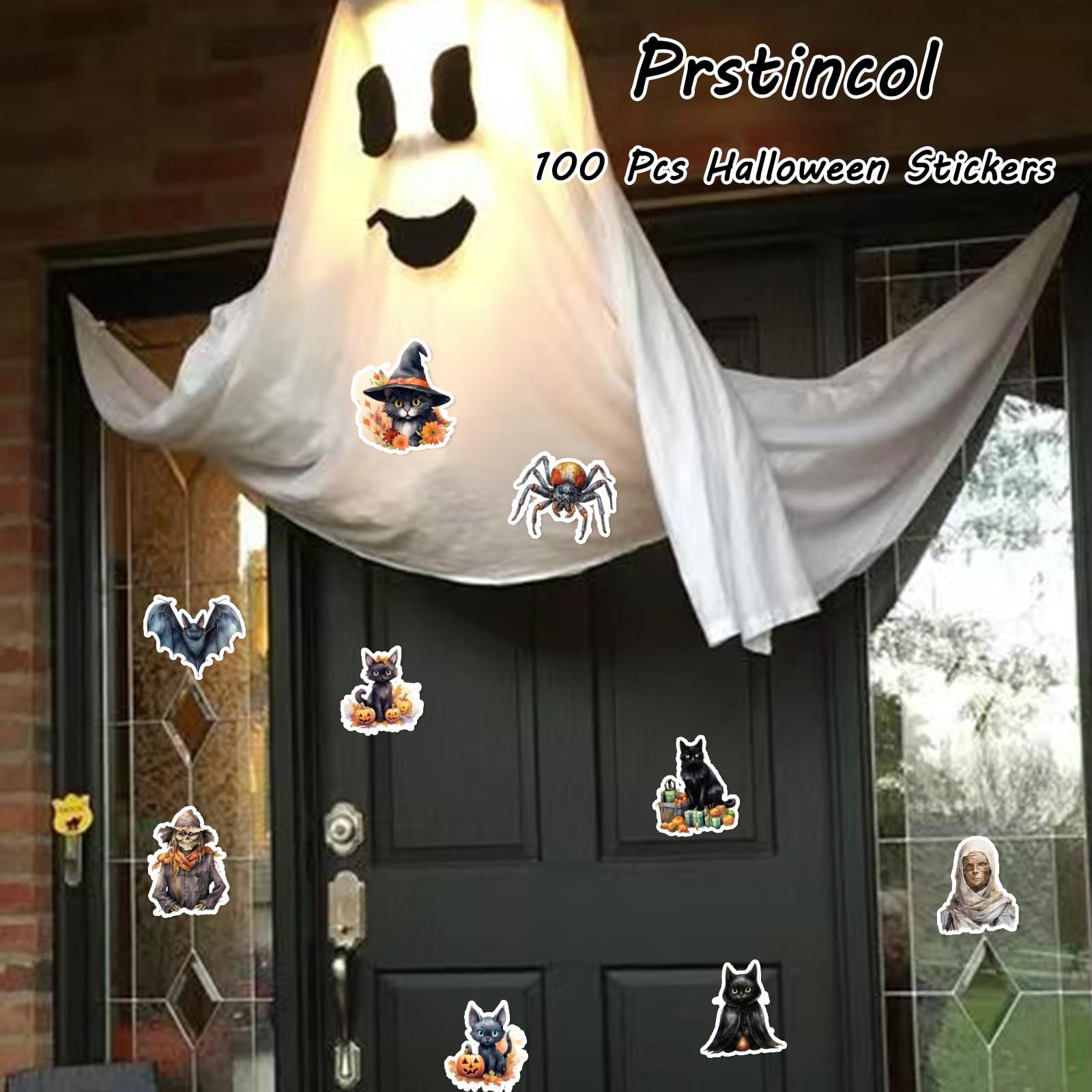 Naklejki z motywem czarnego kota i czarownicy dla dzieci, naklejki z motywem strasznej dyni do scrapbookingu, dziennika śmieci, kolaży, upominków na imprezę halloweenową, wodoodporne naklejki winylowe