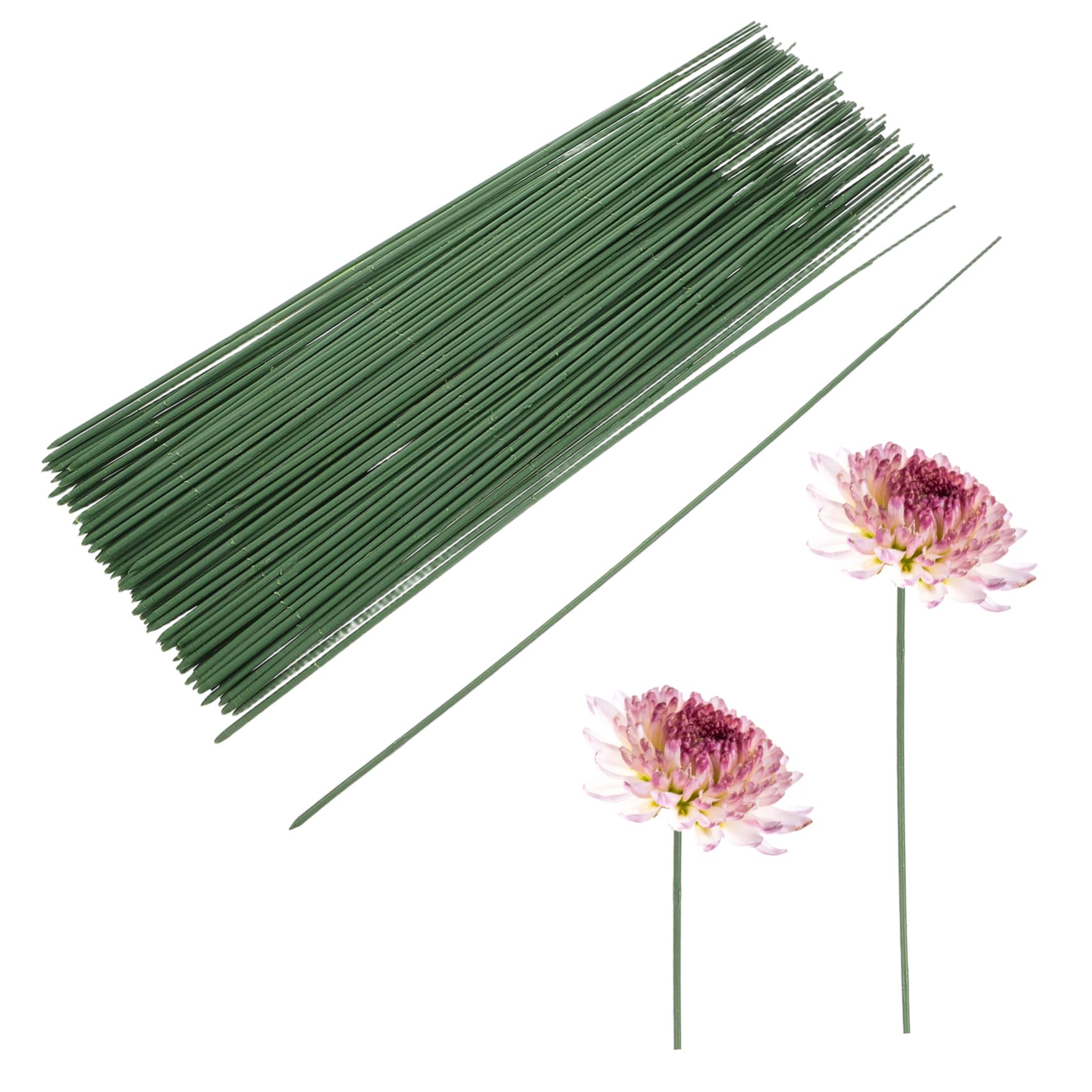 KALLORY Flower Making Supplies 100pcs Tulip Wire Stems Bouquet Floral Wire for Florist