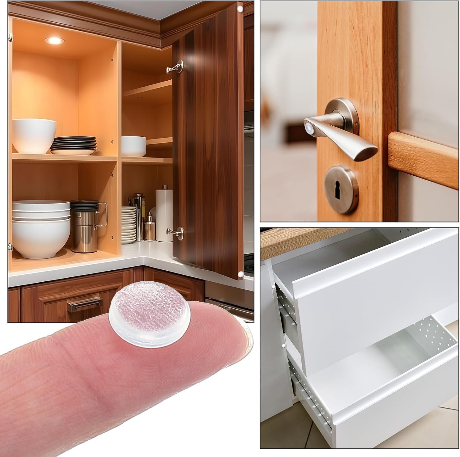 Kathfly 1000 Pieces Cabinet Door Bumpers 0.4 Inch Round Silicone Clear Self Adhesive Bumper Stopper for Cabinets Doors and Drawers, Rubber Dots, Pads for Furniture